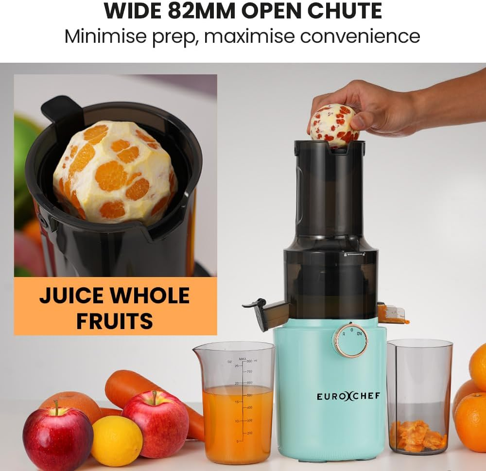 Eurochef Cold Press Slow Juicer Machine, Large Chute, 200W, Seafoam Green image number 4