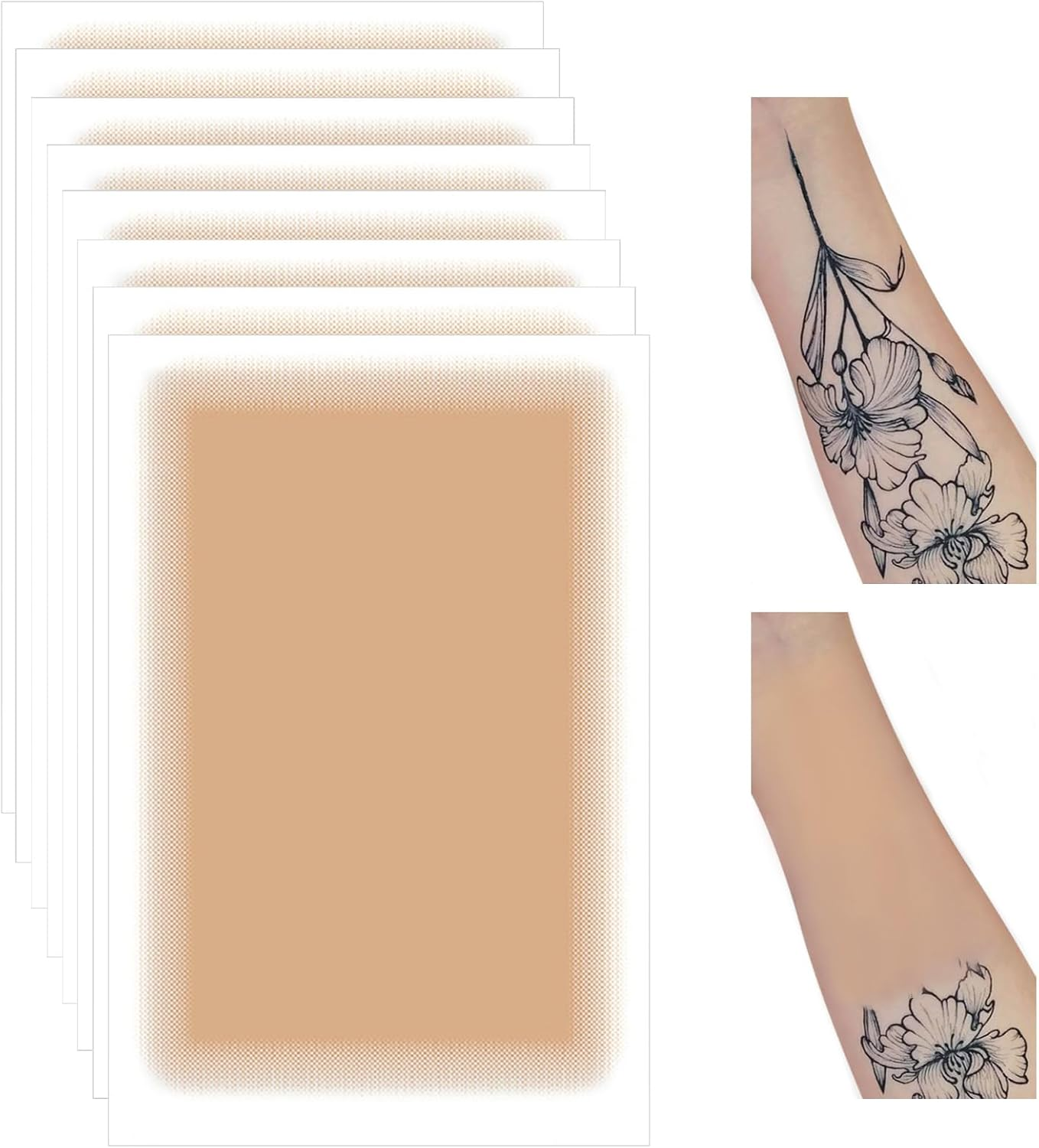 DAGEDA 8Pcs Tattoo Cover up Patch,Natural Looking Cover up Tattoos and Scar,Tattoo Cover up Tape, Invisible Waterproof Body Concealer Makeup Sticker-Natural