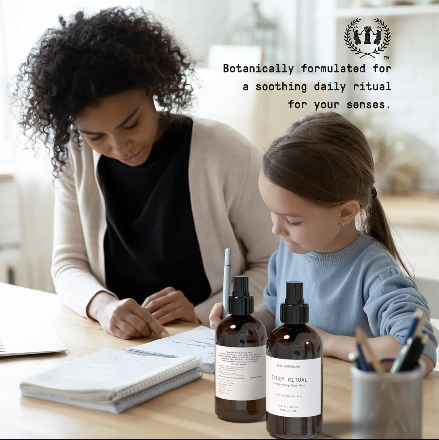 Muse Apothecary Study Ritual - Aromatic and Invigorating Room Mist, 8 Oz, Infused with Natural Essential Oils - Aloe + Eucalyptus Mint, Pack of 2 image number 5