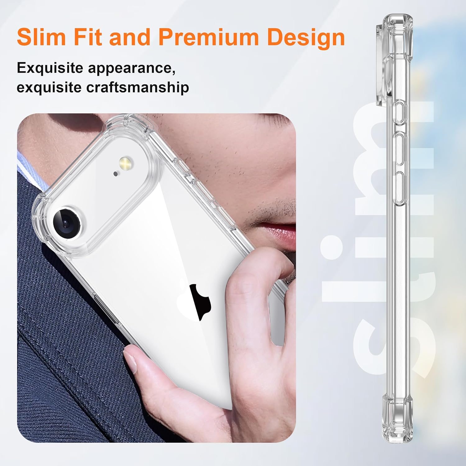 ORETECH 4 in 1 for Iphone 17 Air Case 6.5 Inch, With[2X Screen Protector &Camera Lens Protector],[Anti-Yellowing] Shockproof Bumper Cover for Iphone 17 Air Phone Case-Clear image number 6