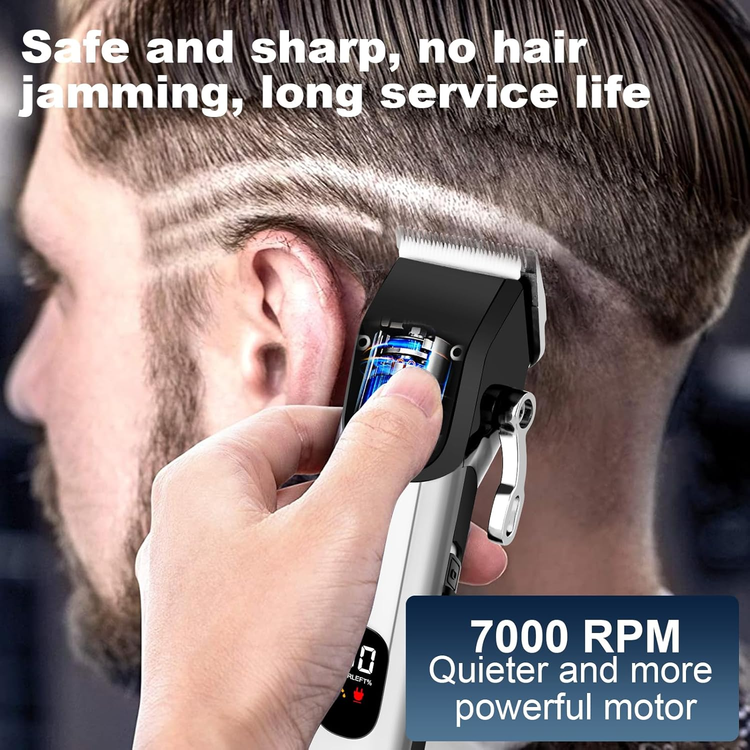 Evavii Professional Hair Trimmer, Hair Trimmer, Wireless, Strong Drive, Rechargeable, Beard Trimmer, Hair Trimmer, Men'S T-Blade Trimmer, Razor, Precision Trimmer, Care Set for Men, Waterproof image number 2