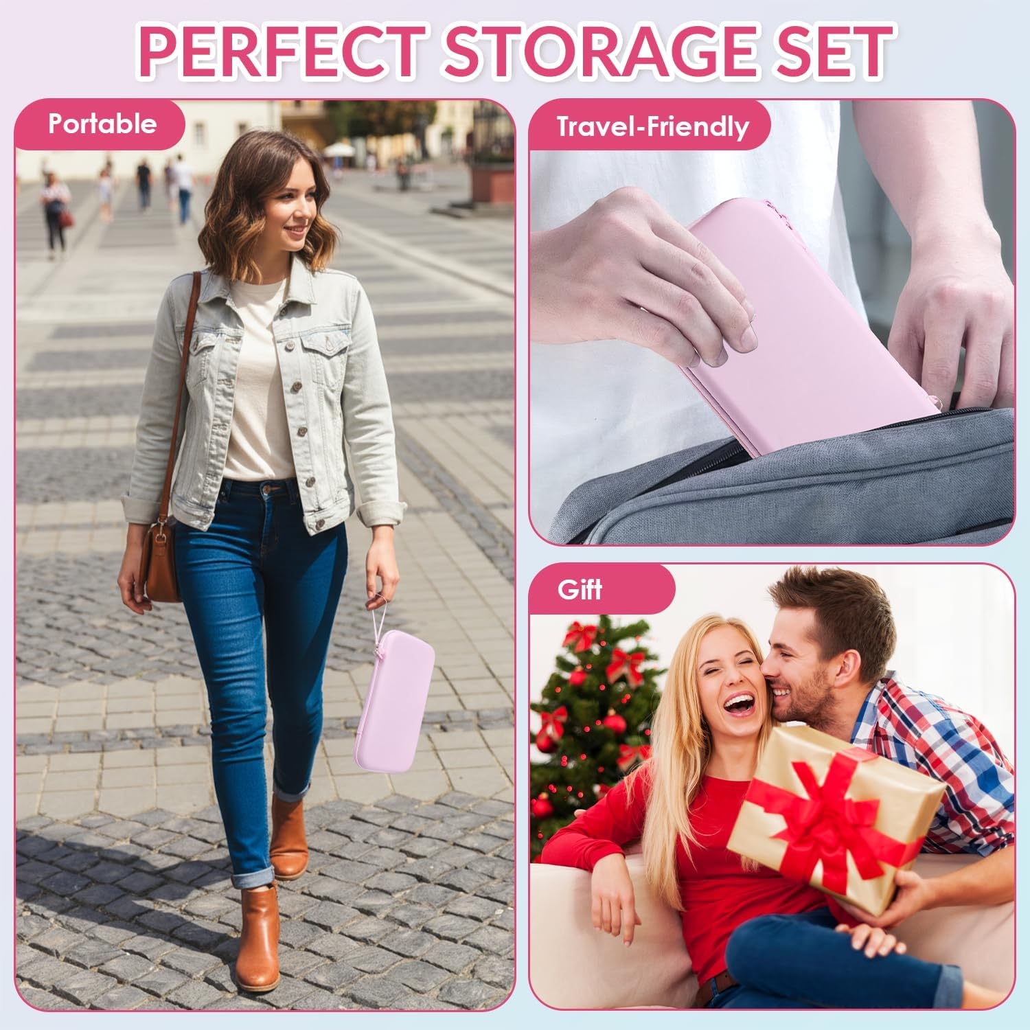 WOTOW Switch 2 Accessories Bundle Kit for Nintendo, Protective Carrying Case with Screen Protectors, Wrist Strap & Console Protective Shells (Pink) image number 5