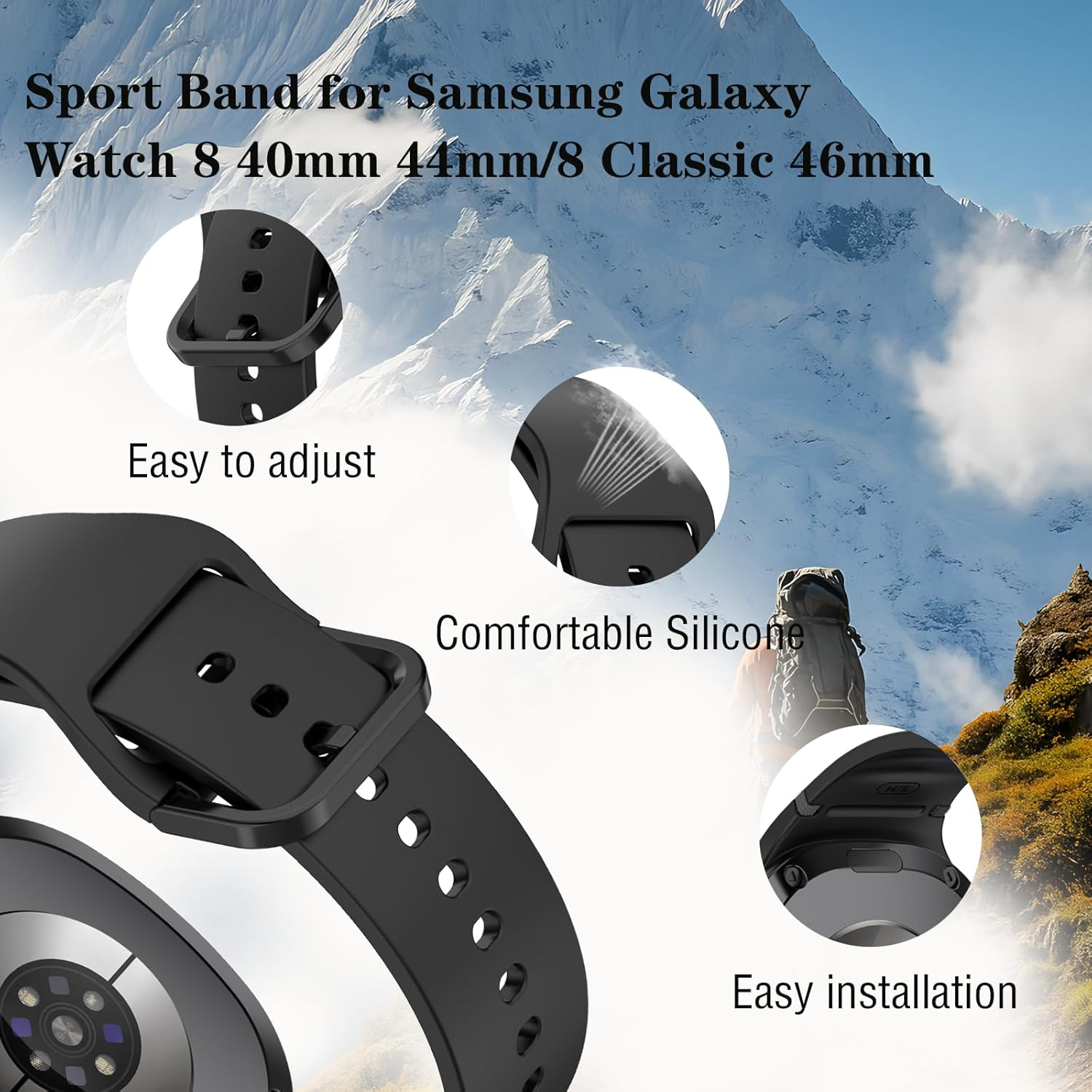 Sport Band for Samsung Galaxy Watch 8 Band 40Mm 44Mm/8 Classic 46Mm Silicone Breathable Bracelet Wristband for Samsung Galaxy Watch 8 image number 2