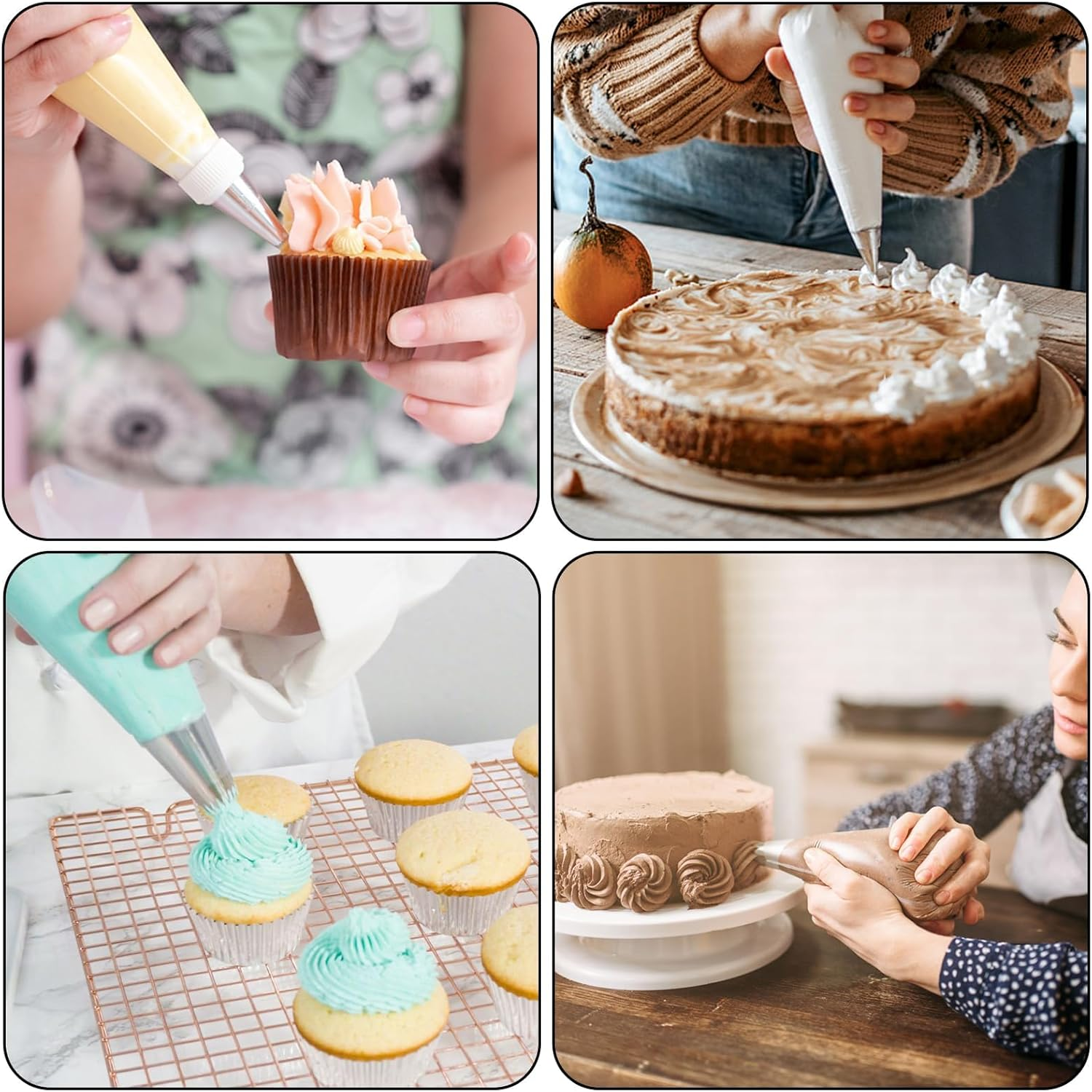 110Pcs Piping Bags and Nozzles,Cake Decorating Disposable Piping Bag with Stainless Converter for DIY Decorating Cakes and Cupcakes ﻿