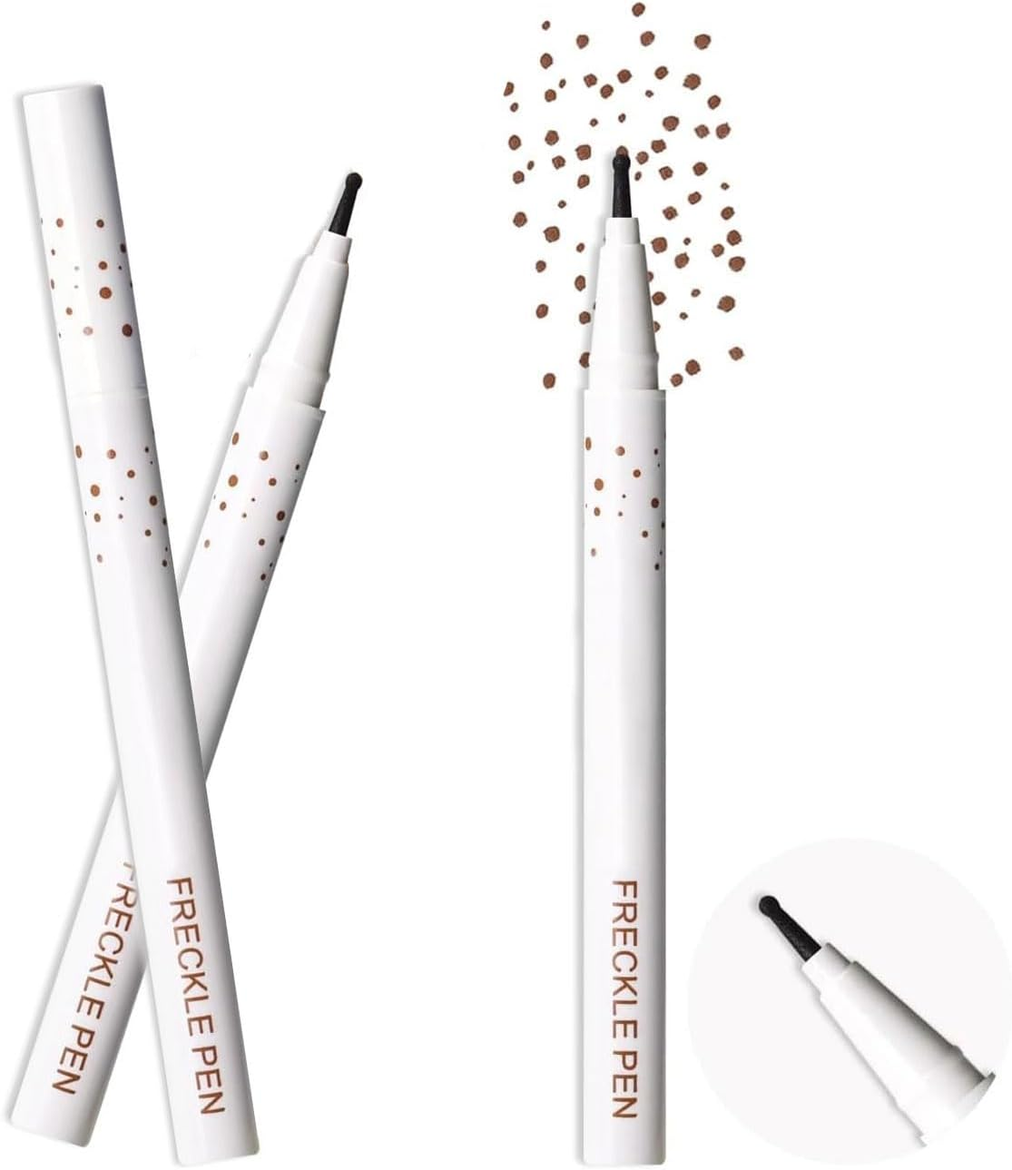 2 Colors Freckle Pen, Face Freckle Makeup Tool, Waterproof Long Lasting Quick Dry Soft Dot Spot Pen (Medium & Dark) image number 2