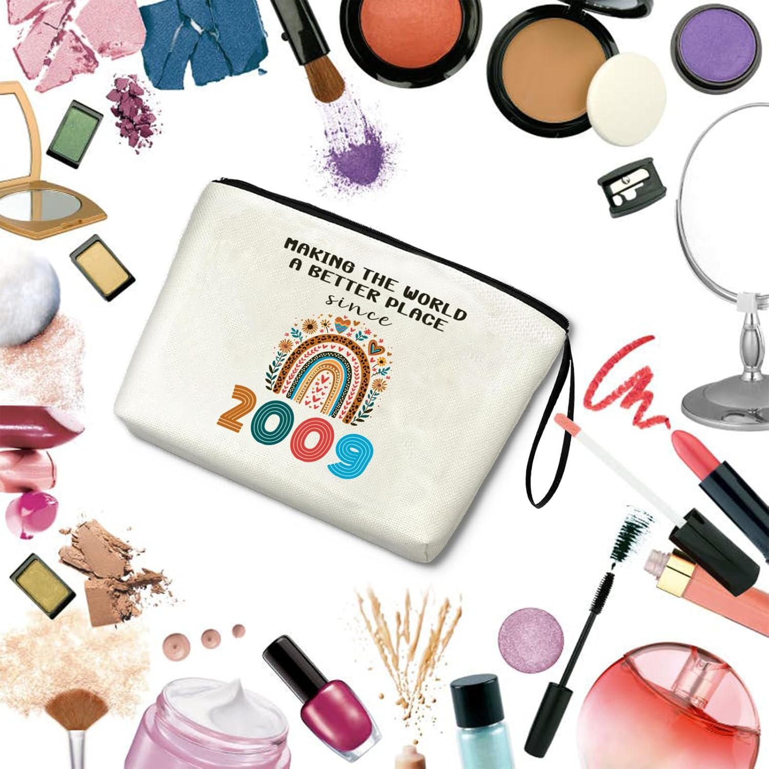 Sweet 16Th Birthday Gift for Girl Zipper Bag 2009S Happy Birth-Day Decoration for Teenage 16-Year-Old Girl Birthday Gift Christmas Gift, Gift for Daughter, Sister, Granddaughter Travel Bag Pouch image number 6