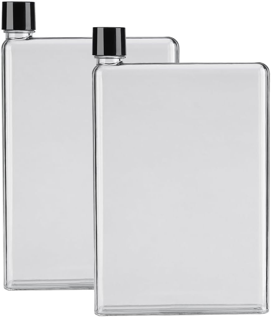 2 Pcs Slim Flat Water Bottles, Reusable Bpa-Free & Leak-Proof, 420Ml Clear Water Bottle Fit in Purse or Pocket for Sports, School, Travel (Blue, 420Ml)