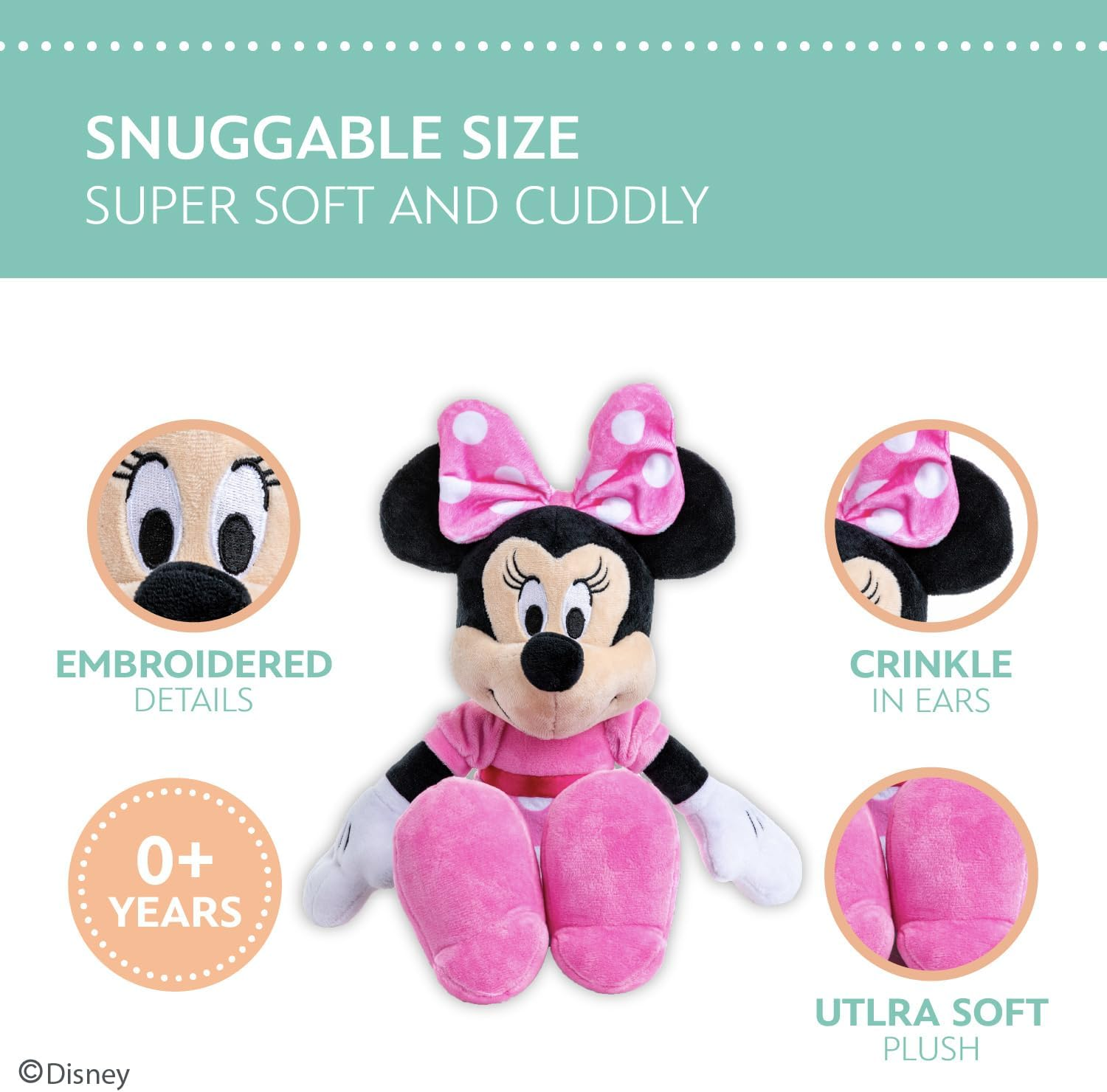 KIDS PREFERRED 2018 Disney Minnie Mouse Pink Dress 15.5" Plush with Hangtag image number 3