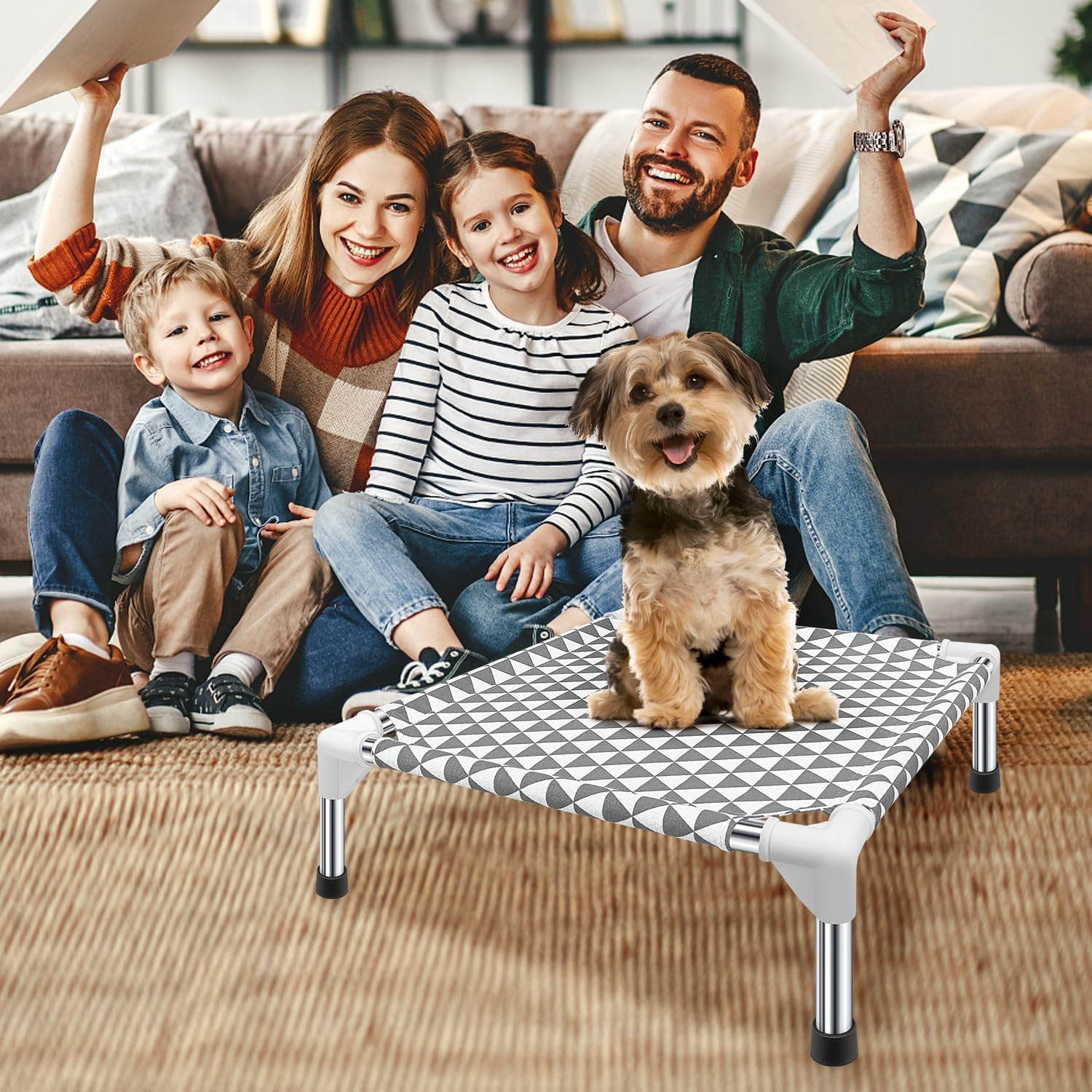 Elevated Outdoor Dog Bed, Small Dog Bed, Cotton Material, Non-Slip Feet, Elevated Dog Bed Fits up to 70Lbs Dog Travel Bed Washable Dog Bed image number 4