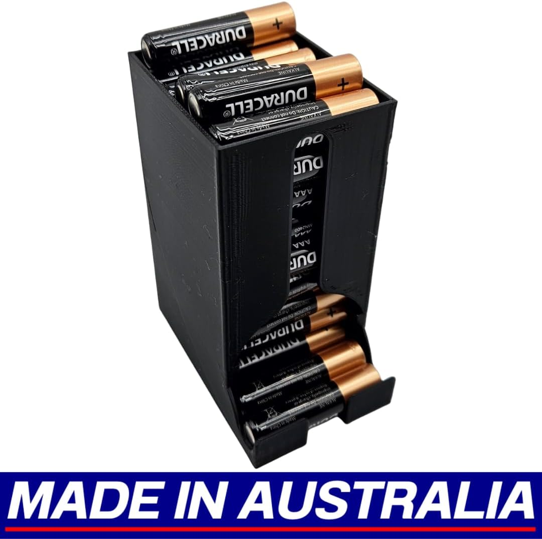 AAA Battery Dispenser 50 Batteries Compact Desktop Holder Organiser Storage Box Case - Made in Australia