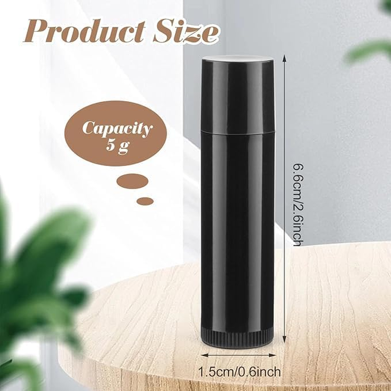 Acemedia 100 Pcs 5G Plastic Lipstick Tube Empty Black Lip Balm Tubes Containers Lip Gloss Storage Container Holder with Caps for DIY Lip Balm Cosmetic image number 4