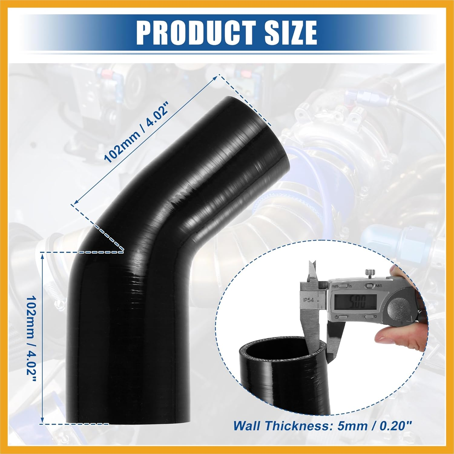 45 Degree 2.0 Inch to 2.5 Inch ID 4Ply Car Elbow Reducer Silicone Hose Coupler Intercooler Tube Intake Piping Black 51-63Mm image number 2
