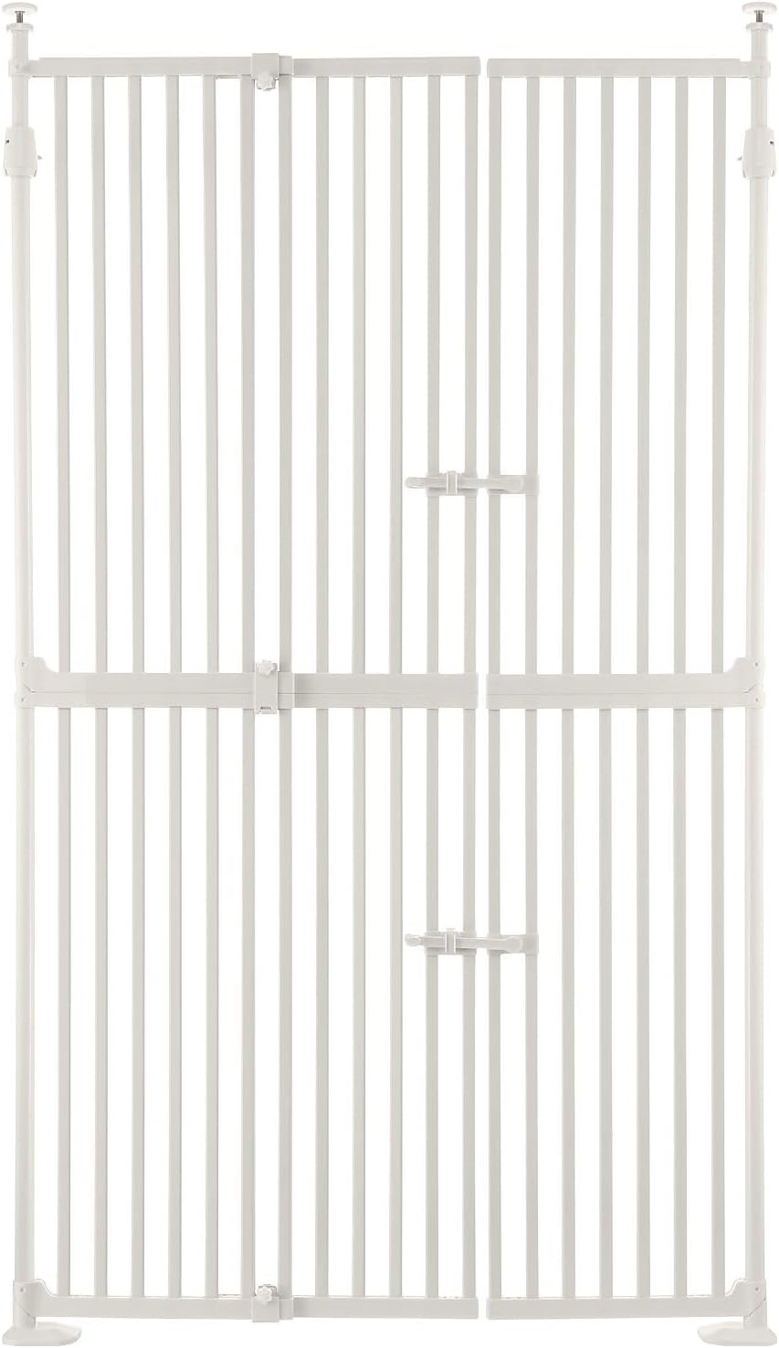 Pet Scene 185CM Retractable Pet Safety Gate for Dog Cat Adjustable Width 85-122CM, Extra Tall Fence Enclosure Guard Security Barrier Fencing for Stairs Doorway Kitchen, Measure Height 190-250CM, White