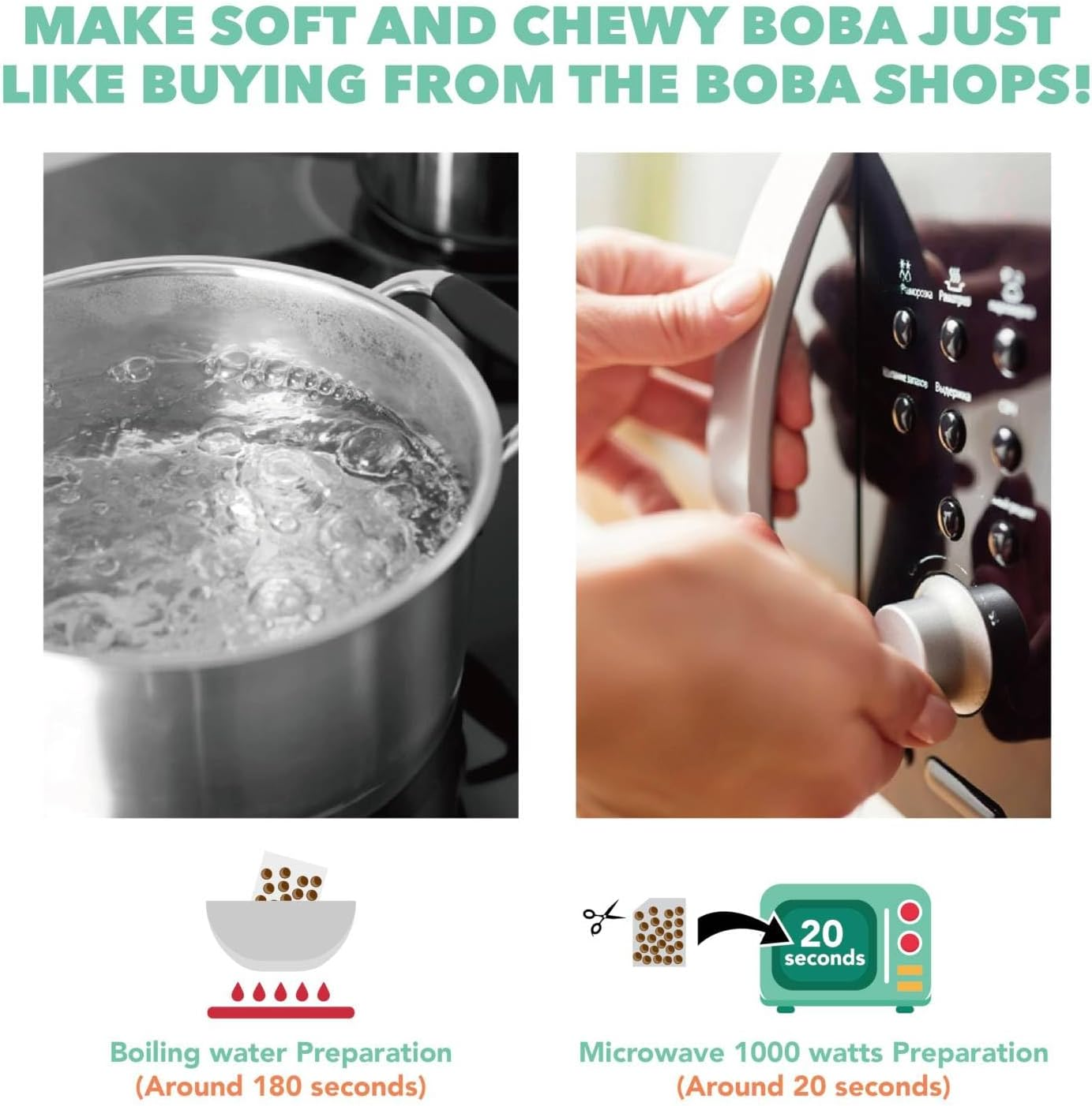 WAY Instant Boba Bubble Pearl Taro Tea Kit with Authentic Brown Sugar Tapioca Boba, Ready in under One Minute, Paper Straws Included - 3 Servings image number 1