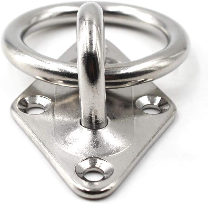 Ceiling Wall Mount Hook Heavy Duty Anchor Diamond Pad Eye Plate 304 Stainless Steel Great for Yoga Swings Hammocks/Boat Rigging/Marine Deck Hardware/Suspension Training Straps, 8Mm Diamond with Ring - 6Mm Diamond image number 1