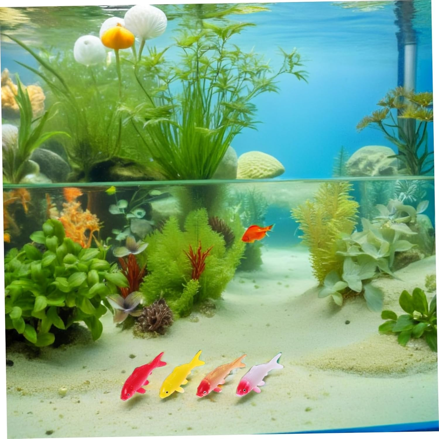 Yardenfun 4Pcs Realistic Artificial Koi Fish Figurines Aquarium Ornaments for Water Fountain Landscape Tea Pet Decor Fake Aquarium Fish Models for Home and Office Display image number 5