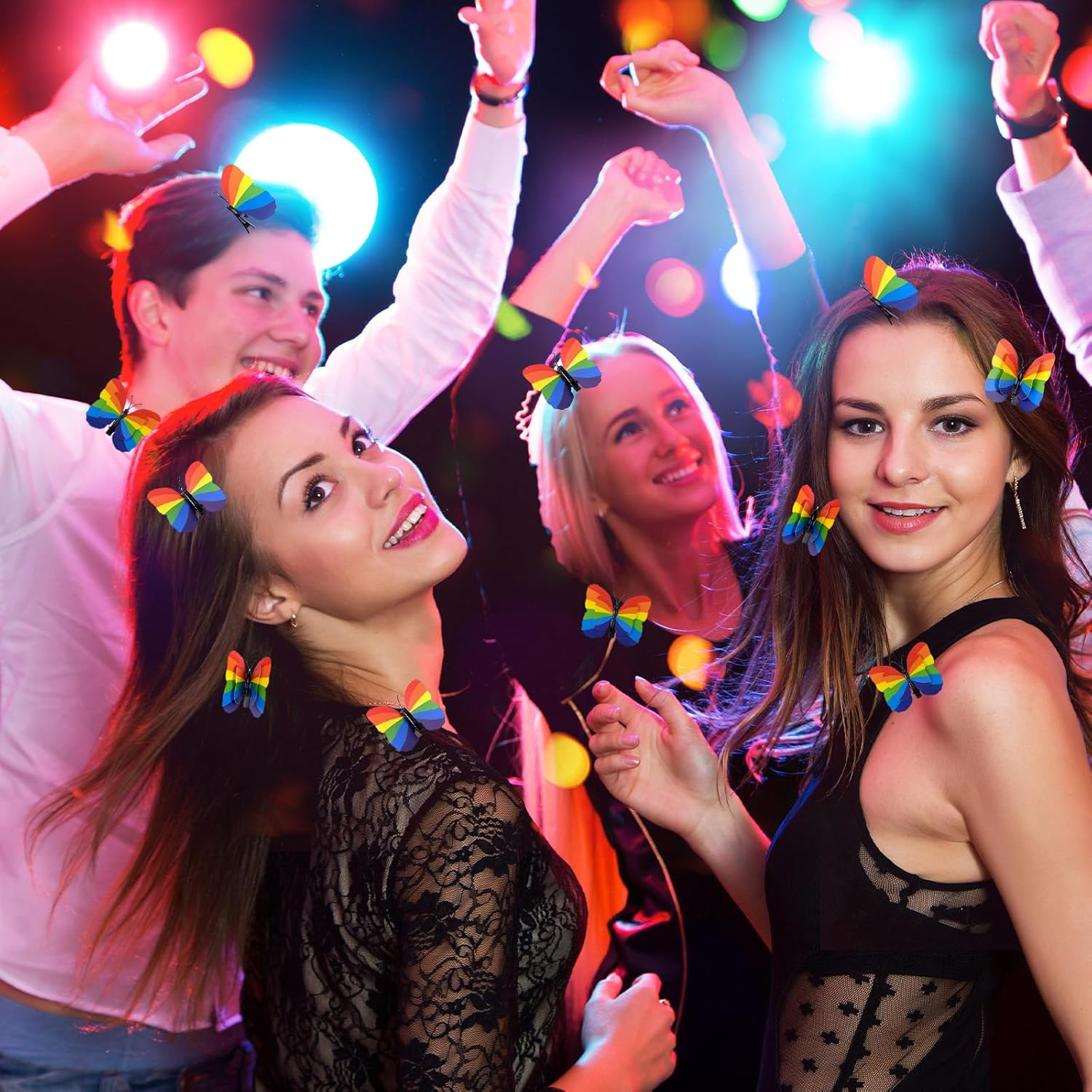 LUMOOM Pack of 8 Butterfly Hair Clips, Hair Accessories Butterfly Hair Clip with Foldable Wings, Rainbow Butterfly Clips, Hair Accessories for Children, Girls, Women image number 4