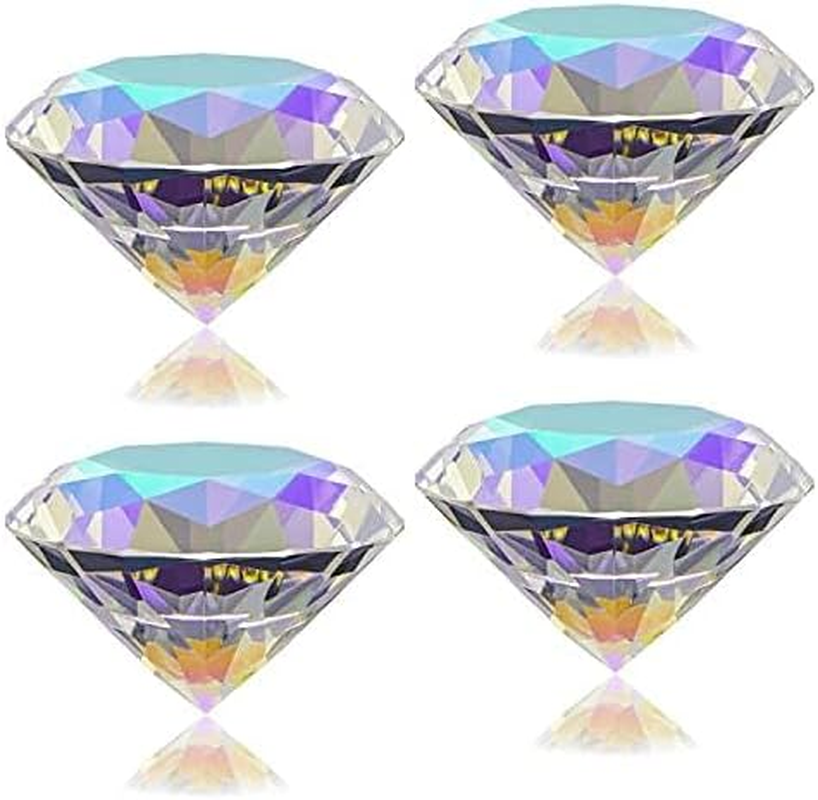 4Pcs 50Mm AB Color Coated Crystal Diamond Paperweight Suncatcher Rainbow Maker,Nail Diamond Backgrounds for Pictures, Home/Office Desk Decorations, Big Fake Diamond (AB Coated, 50Mm) image number 6