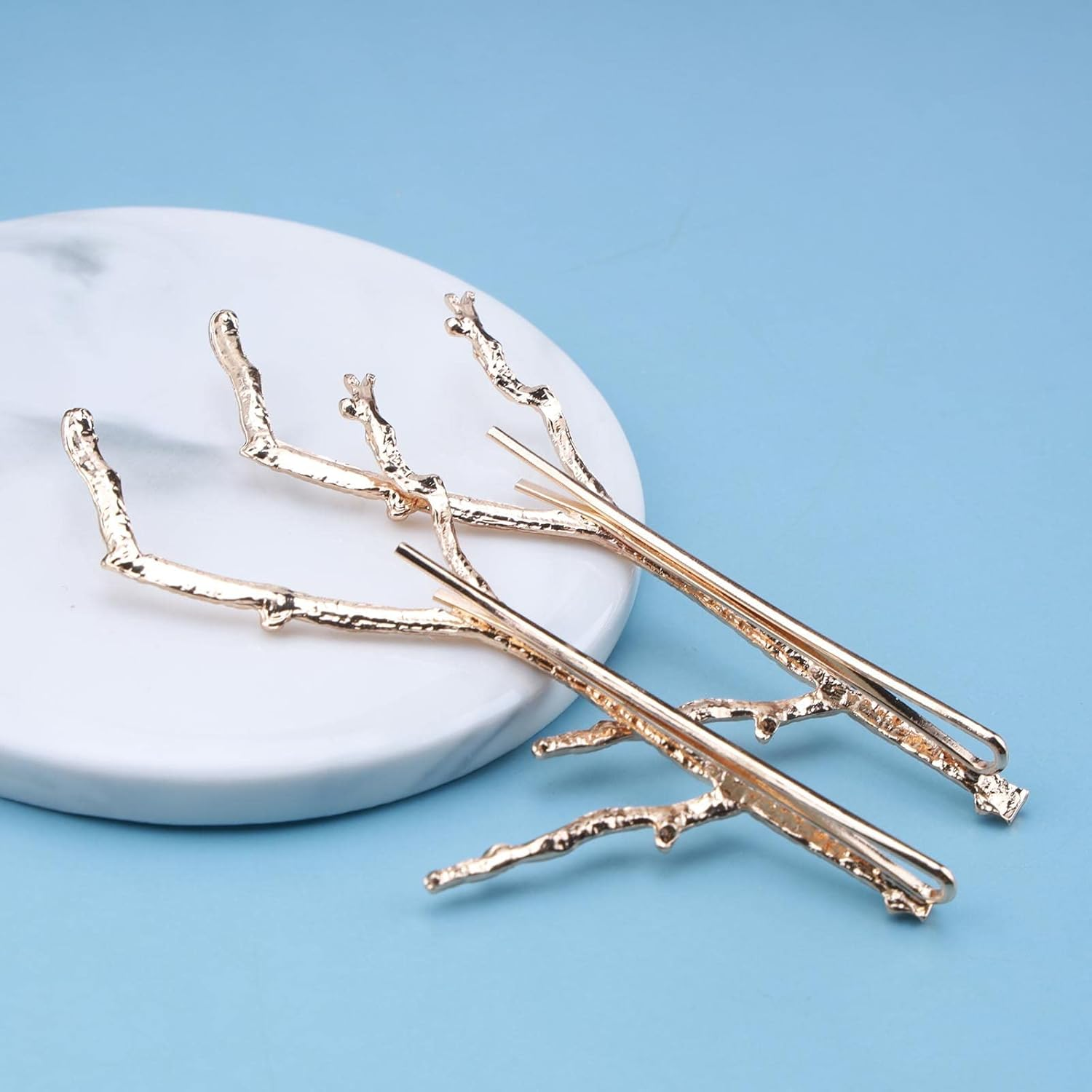 Yheakne Boho Leaf Hair Clip Gold Branch Hair Clip Pen Vintage Leaf Barrette Hair Clip Decorative Hair Clips Metal Hair Accessories for Women and Girls image number 4