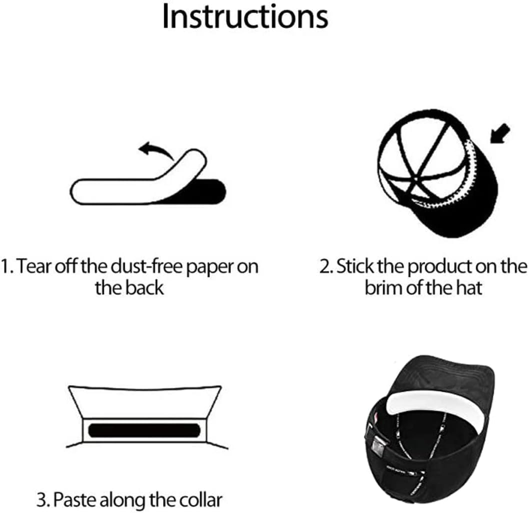 ZUJIACUN 60 Pieces Hat Sweat Liner for Cap Absorbent Sweat Shields Pad for Hats Strips Black and White for Women Men image number 5