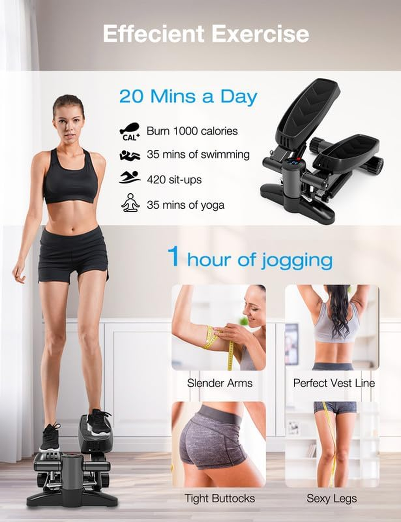 Mini Steppers for Exercise, Portable Mini Stair Stepper Exercise Equipment for Home with Resistance Band & Calories Display & Non-Slip Mat,Aerobic Step Fitness Machines for Office Workout image number 4