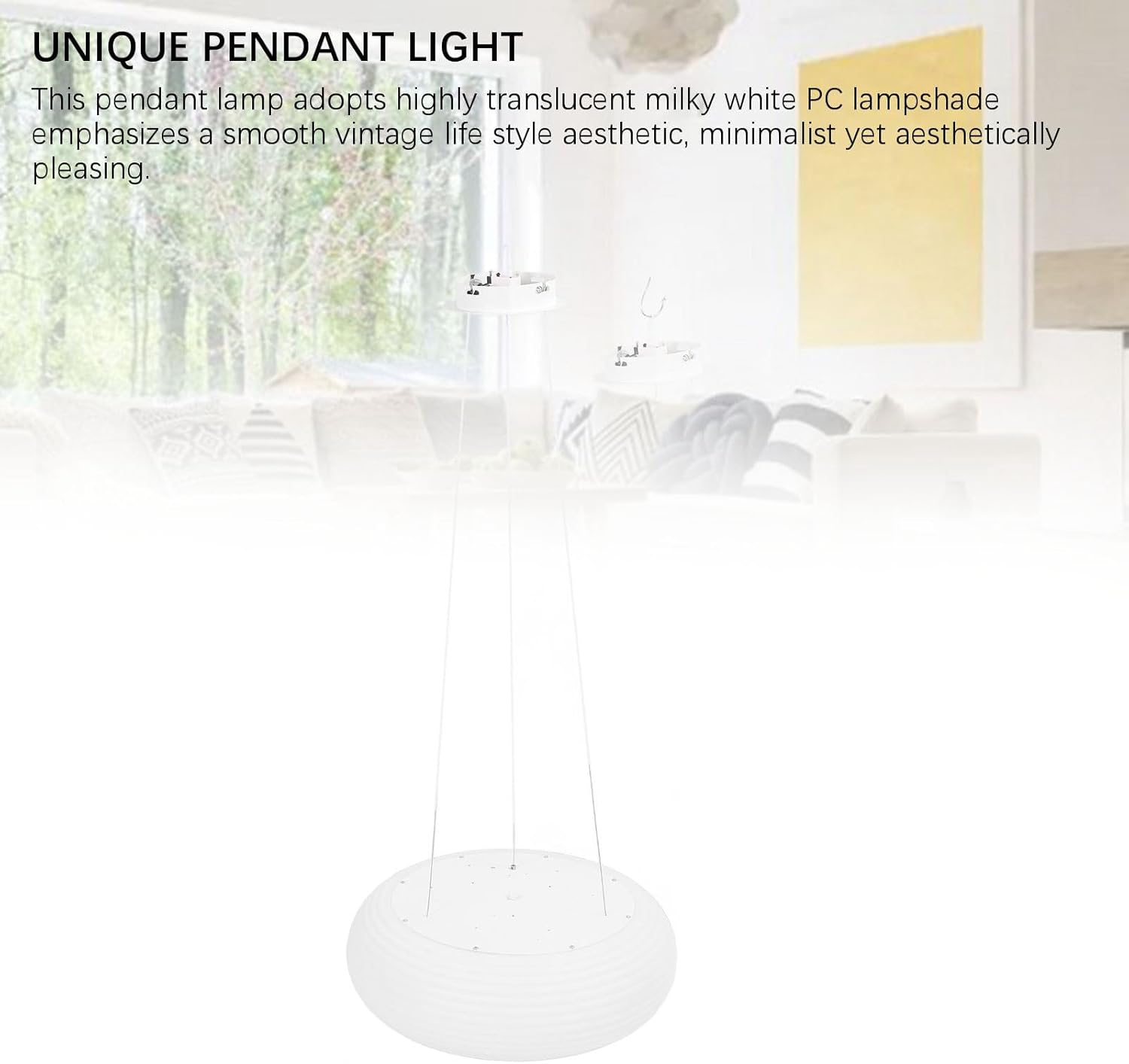Modern Pendant Light round Milky White Lampshade Height Adjustable 3 Color Temperature Stepless Dimmable Hanging Lamp for Dining Room Kitchen image number 5