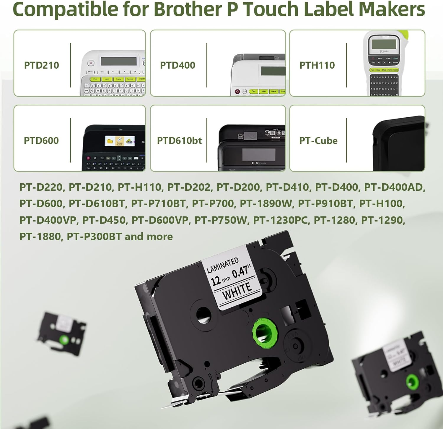 Label KINGDOM 3-Pack Replace P Touch Label Tape Compatible Brother P-Touch Standard Laminated, Black on White, 0.47 Inch (12Mm) X 26.2 Feet (8M), TZ231 Tze231 image number 5