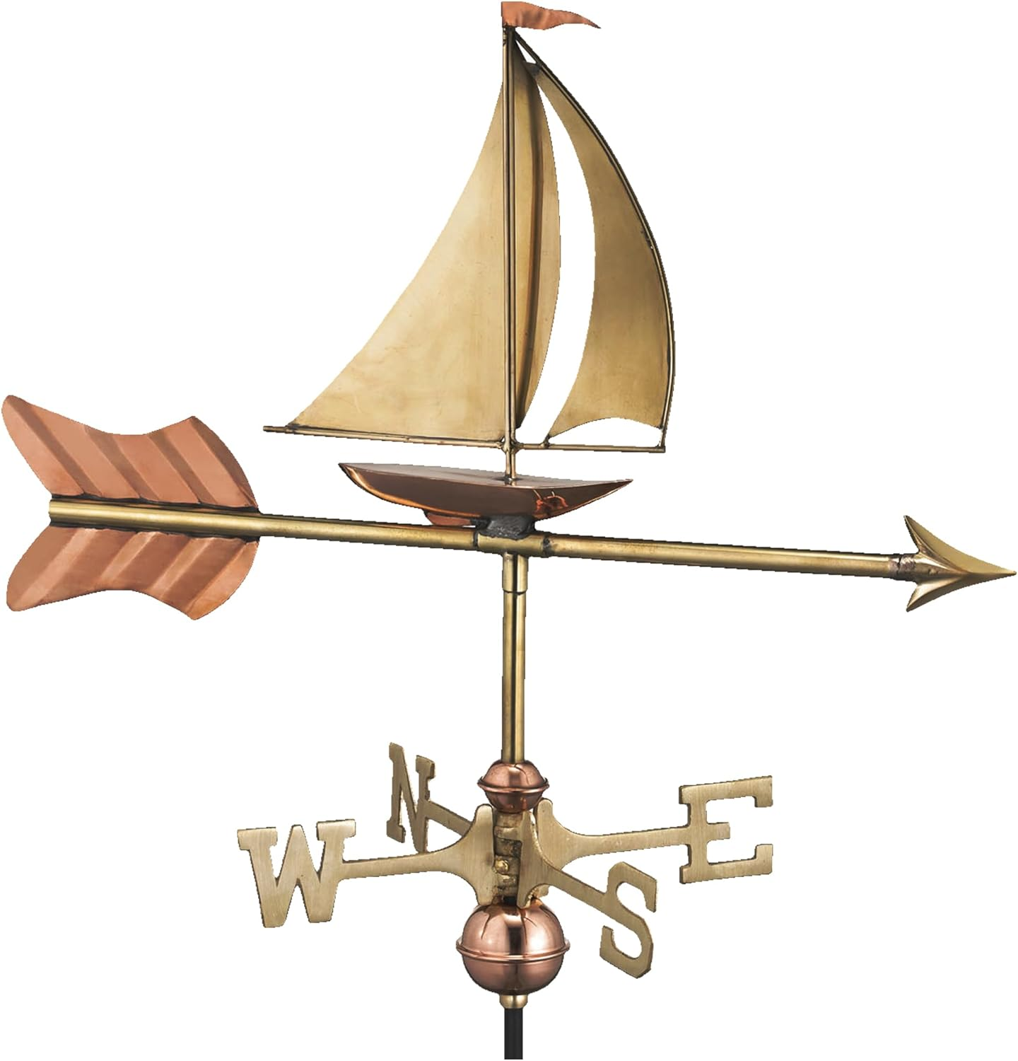 Good Directions 8803PR Sailboat Cottage Weathervane, Polished Copper with Roof Mount,Pure Copper image number 1