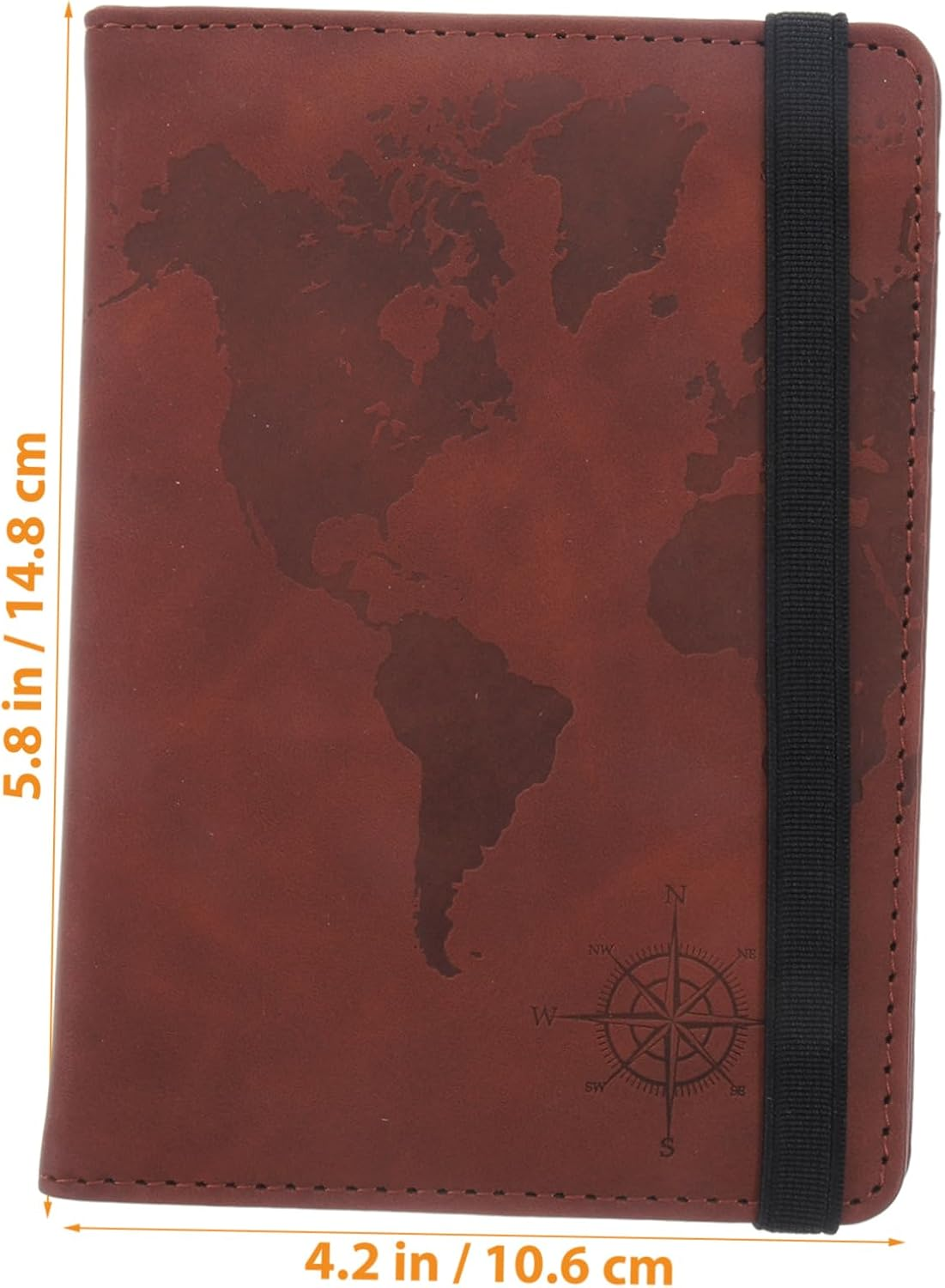 LABRIMP Travel Holder World Map Design Multi-Card Slots and Elastic Strap for Easy Organization for Documents and Tickets Pu Leather Material