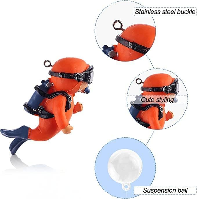 LYSAIMG 4Pcs Resin Floating Aquarium Decorations,Floating Fish Tank Decoration,Hanging Lovely Diver for Aquarium with Ball and Line,7Cm*3Cm Cute Miniature Diver,Accessories for Fish Tanks Pool image number 1