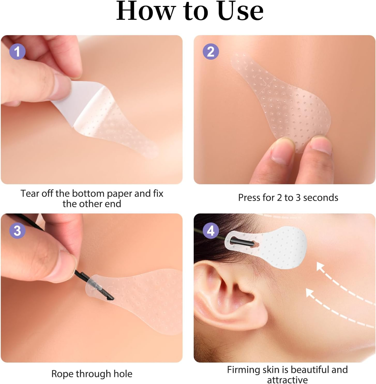 40 Pcs Face Lift Tape, Invisible Waterproof Lifting Stickers, Instant Skin Tightening Solution, Convenient and Invisible for a Natural Lifted to Conceal Wrinkles Double Chin and Sagging Skin image number 5