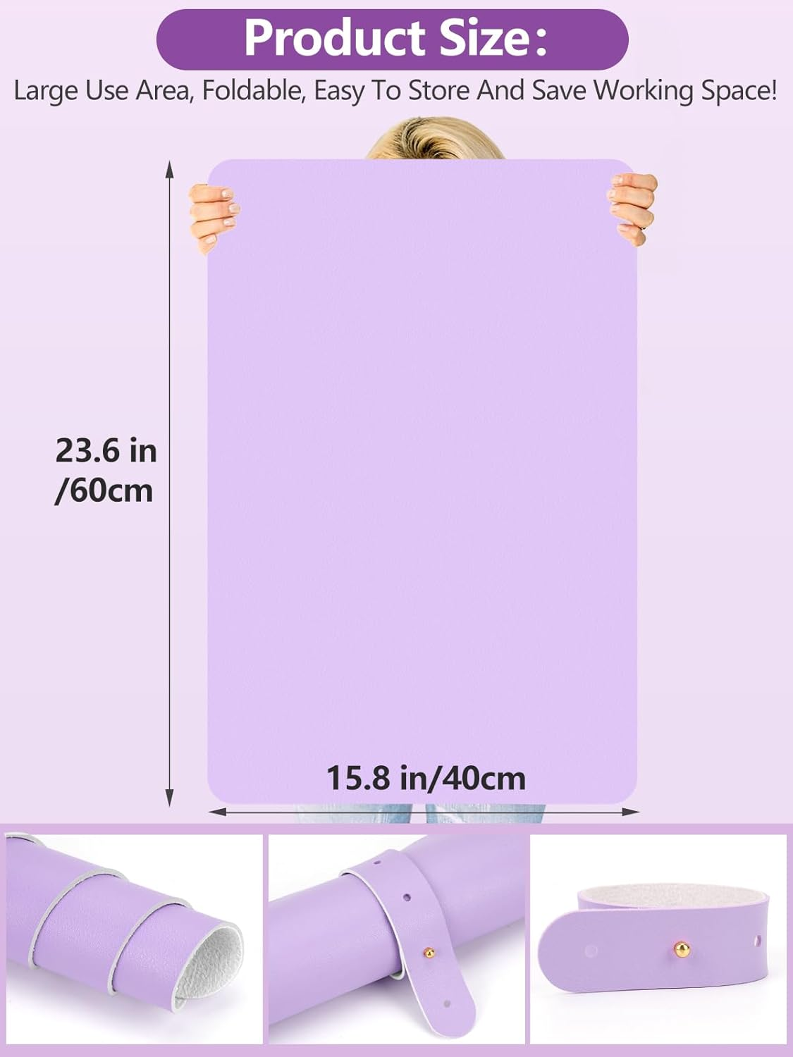 (MAT ONLY) Nail Art Table Mat, Nail Arm Rest Pad for Acrylic Nails, Soft Microfiber PU Leather Nail Mat for Table, Foldable Nail Hand Rest Pillow Manicure Pad, Acrylic Nail Desk Mat for Nail Cushion image number 4