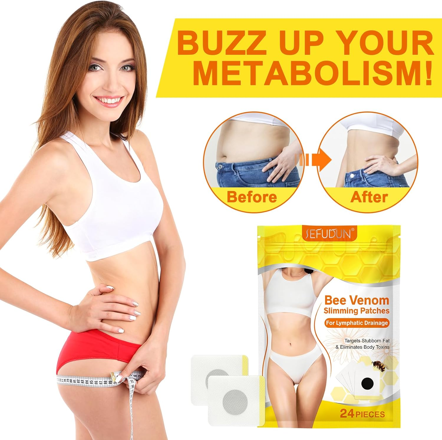New Bee Venom Patches, Slim Patch for Women, Weight Loss Patches, Comfortable and Easy to Use (24Pcs) image number 2