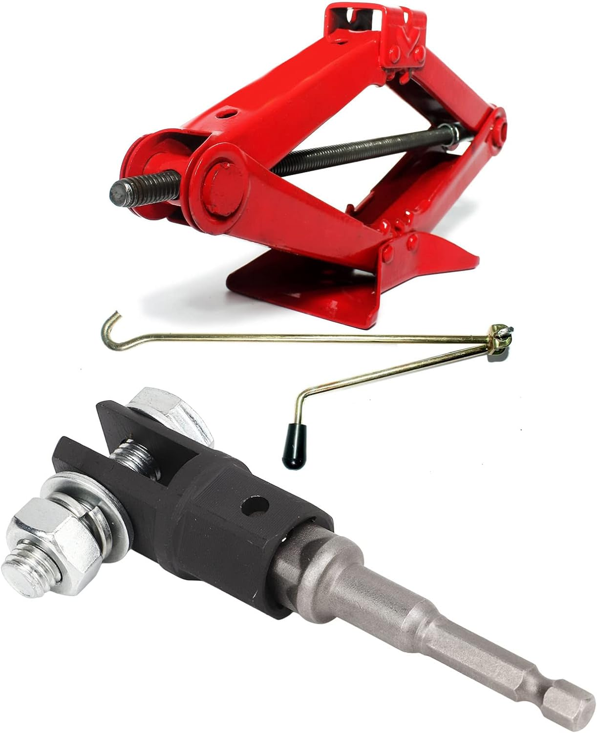 Changor Scissor Jack Adapter, 1/2 Inch Car Jack Drill Adapter with Chrome Vanadium Steel Build, Compatible Socket Tool for Ring/Double Hole Scissor Jacks, 13/16 Inch Lug Wrench image number 3