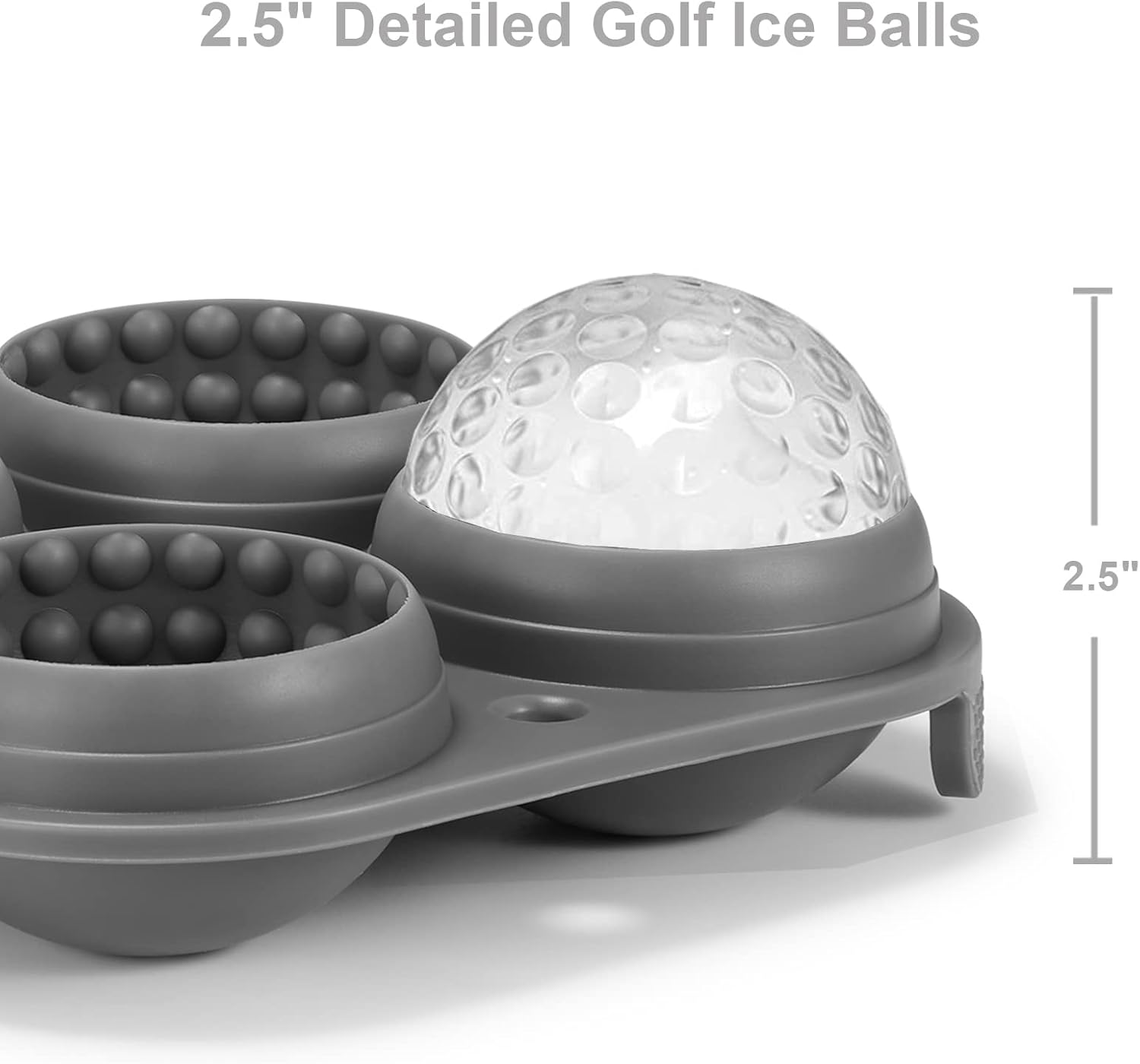 Golf Ice Cube Trays, 2.5" Large Sphere round Golf Ice Cube Mold for Cocktails, Whiskey, Bourbon Chilling, Fun Shapes Silicone Big Circle Ice Cube Trays W/Funnel image number 1