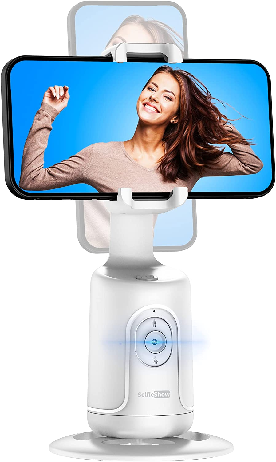 Auto Tracking Phone Holder, Auto Face Tracking Tripod, Portable All-In-One Smart Selfie Stick 360 Rotation Fast Face & Object Tracking Cameraman Robot Mount for Phone Video Vlog Live Streaming(Pink)