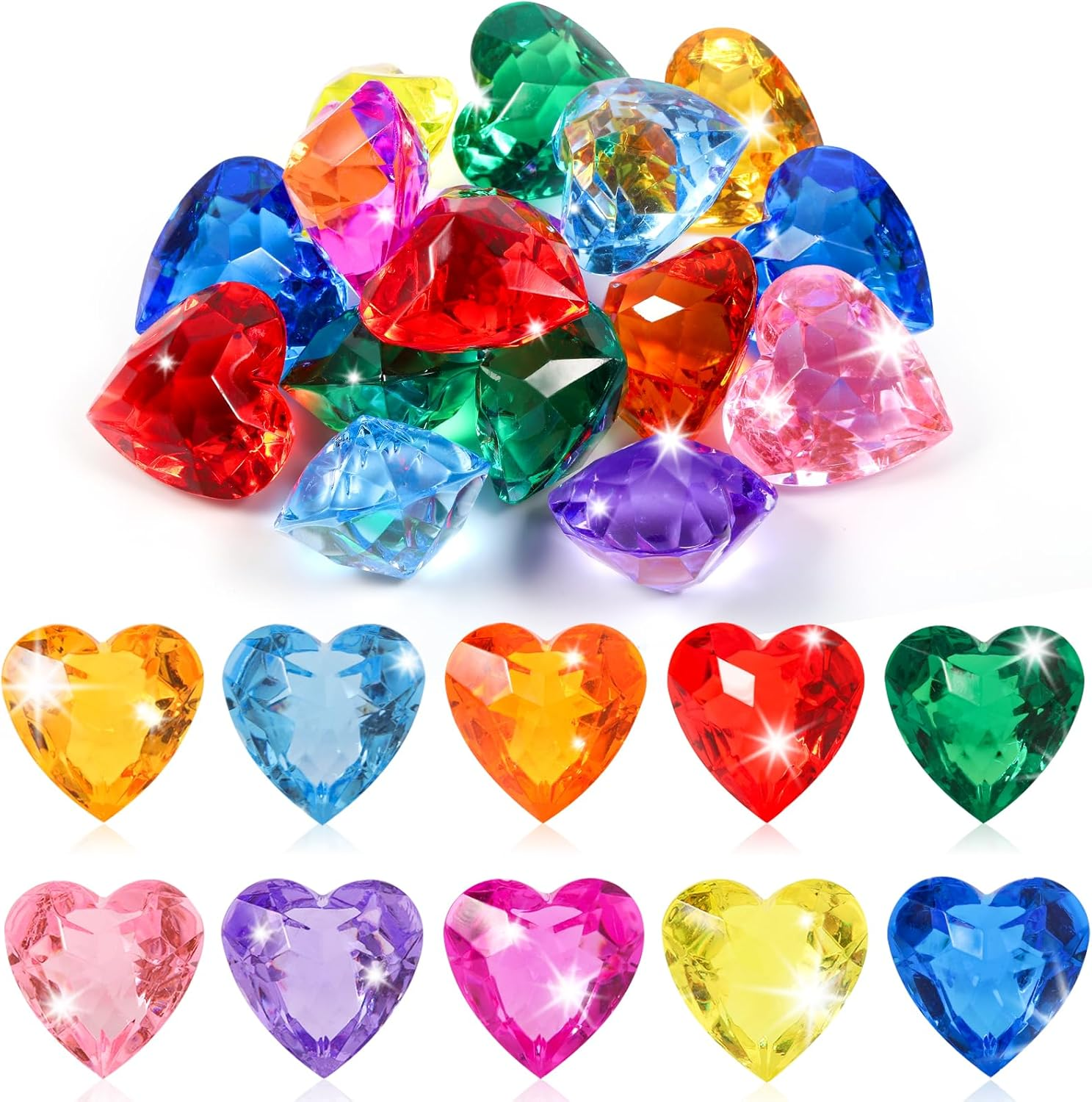 Niceup 30Pcs Diamond Gems Kids Princess Mermaid Pirate Party Favors Treasure Toys, 1.57In Fake Jewels Plastic Gemstones for Easter Eggs Filler Basket Stuffers, Hunt Hide Seek Toys, Diving Pool Toys image number 6