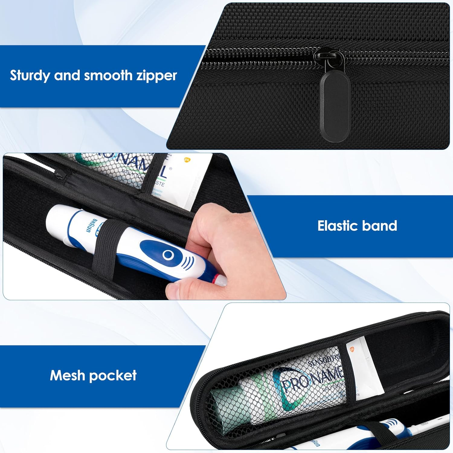 Linkidea Electric Toothbrush and Toothpaste Travel Case, Battery Toothbrush Carry Bag Compatible with Oral-B Pro 1500 8000, Philips Sonicare 5100, 6100, 9900, 4100 image number 3