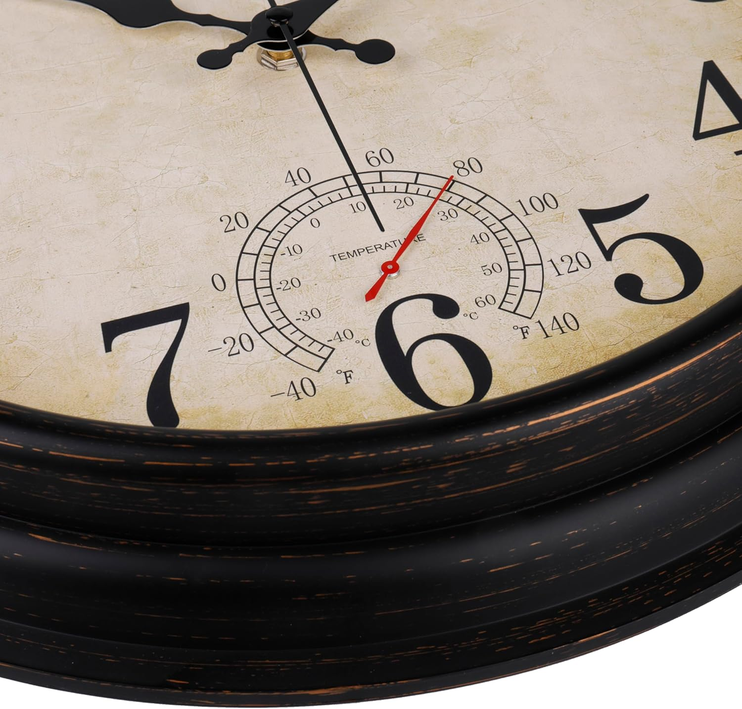 Large Outdoor Clocks Waterproof with Thermometer Vintage Wall Clock for Bathroom Patio Pool Garden Living Room Home(16 Inch,Bronze)