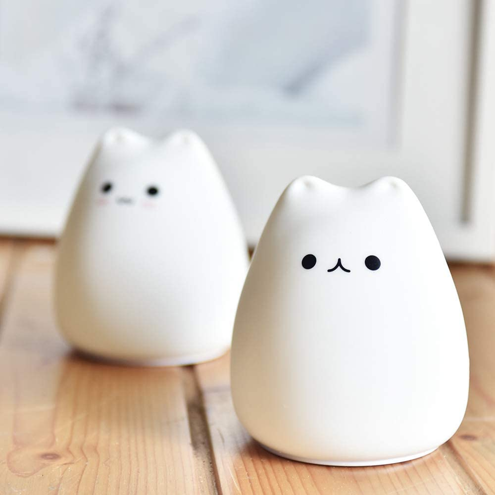 Cat Night Lamp Cute Night Light for Kids Baby Soft Silicone Bedside Lamp 7 Colors Nursery Light (2) image number 5