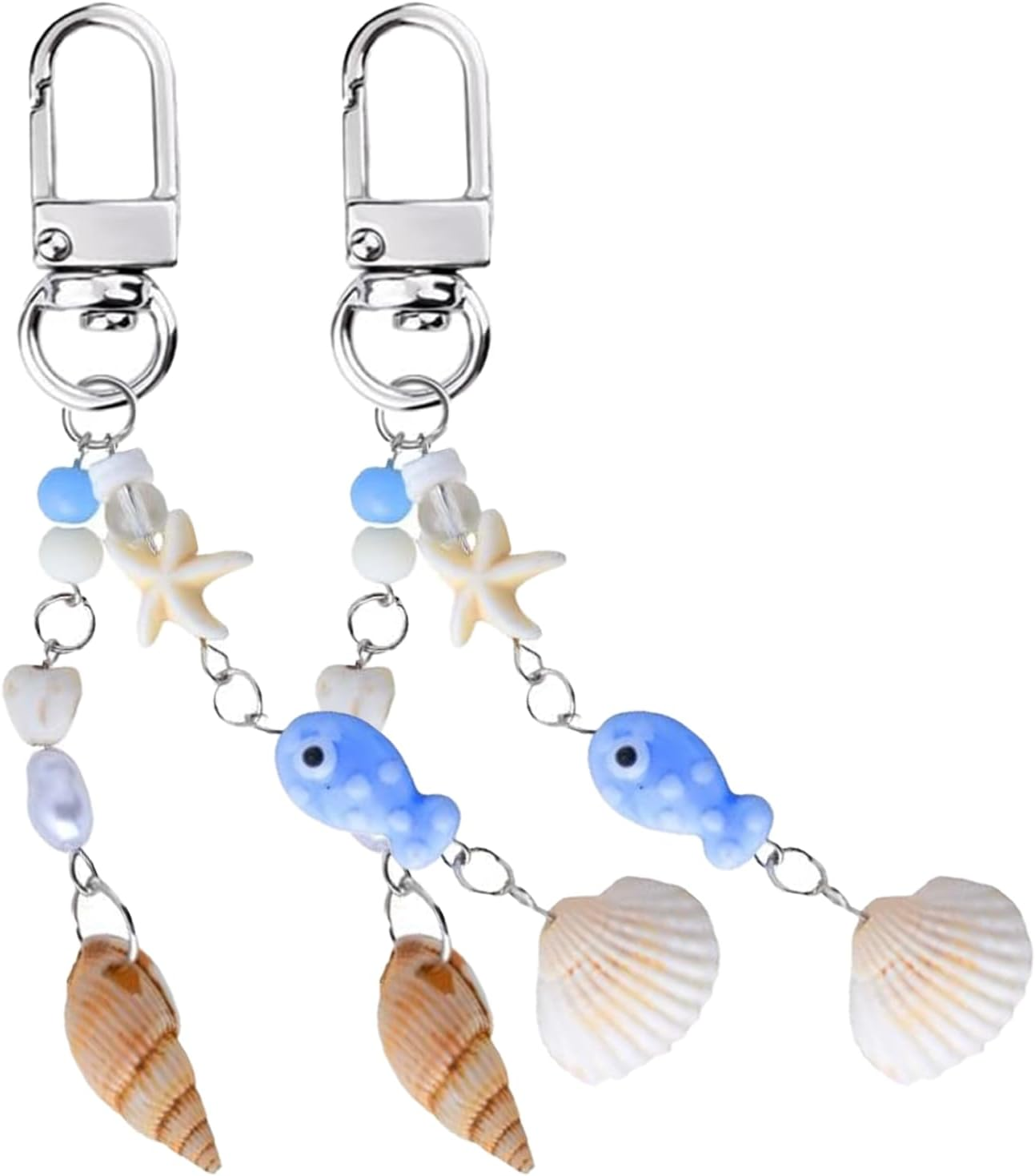 Fokmuaex 2Pcs Ocean Theme Keychains Set - Seashell & Starfish Charms for Beach Bags, Purses & Phones, Cute Accessories for Girls & Women image number 4