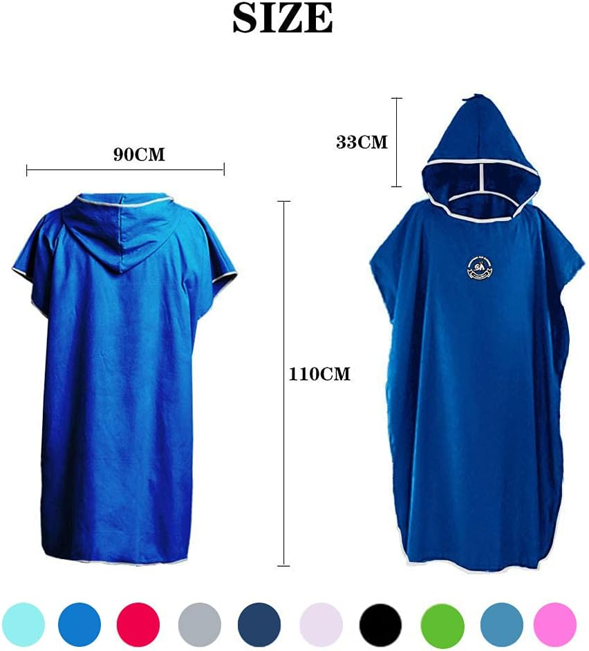 Hiturbo Microfiber Surf Poncho, Wetsuit Changing Bath Robe, Quick Dry Pool Swim Beach Towel with Hood (Dark Blue) image number 1