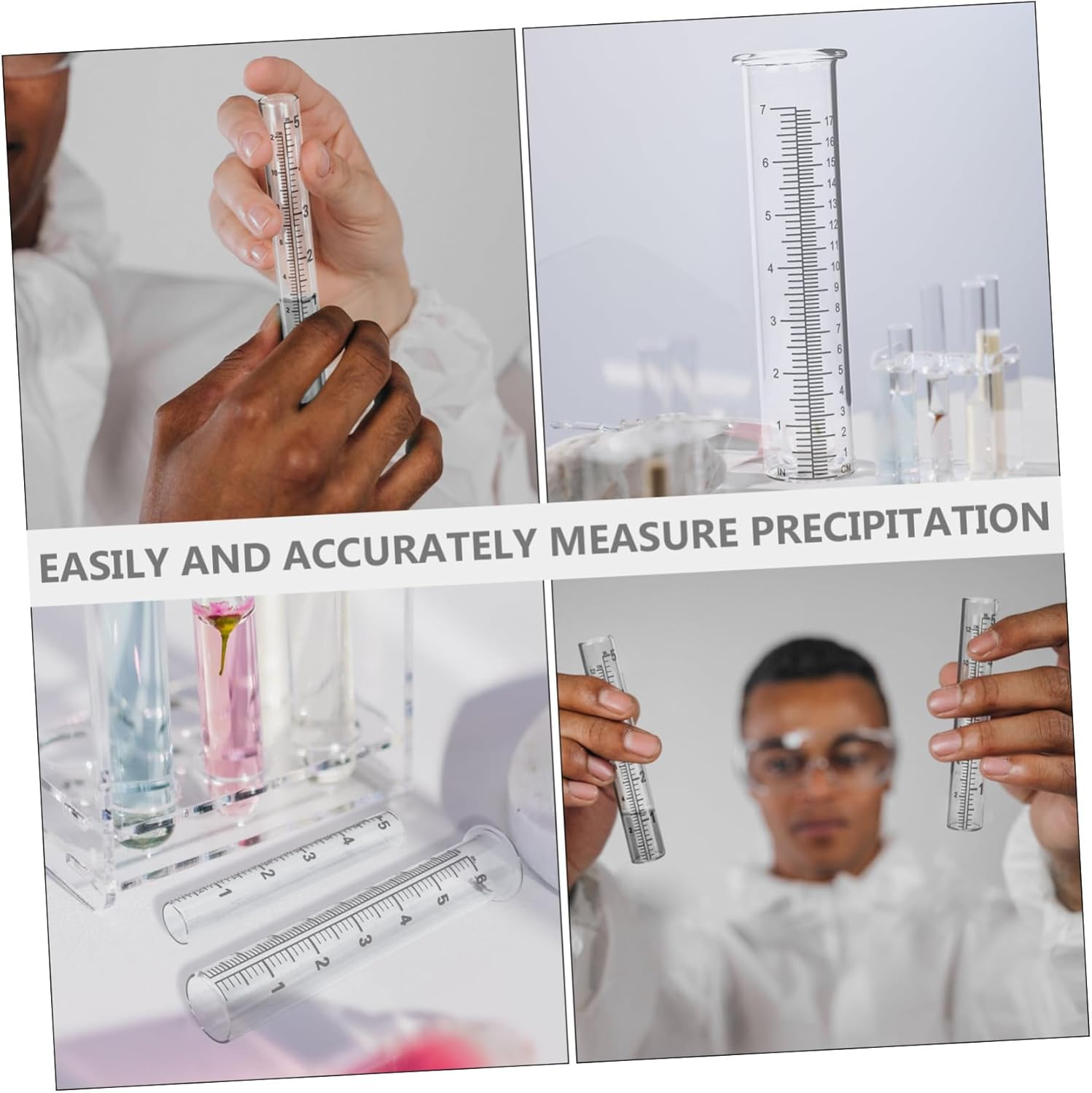 DOITOOL 3Pcs Rain Gauge Glass Tubes Outdoor Rain Measuring Cylinders Weatherproof Rainfall Gauge Tool for Garden Agriculture and Climate Research image number 4