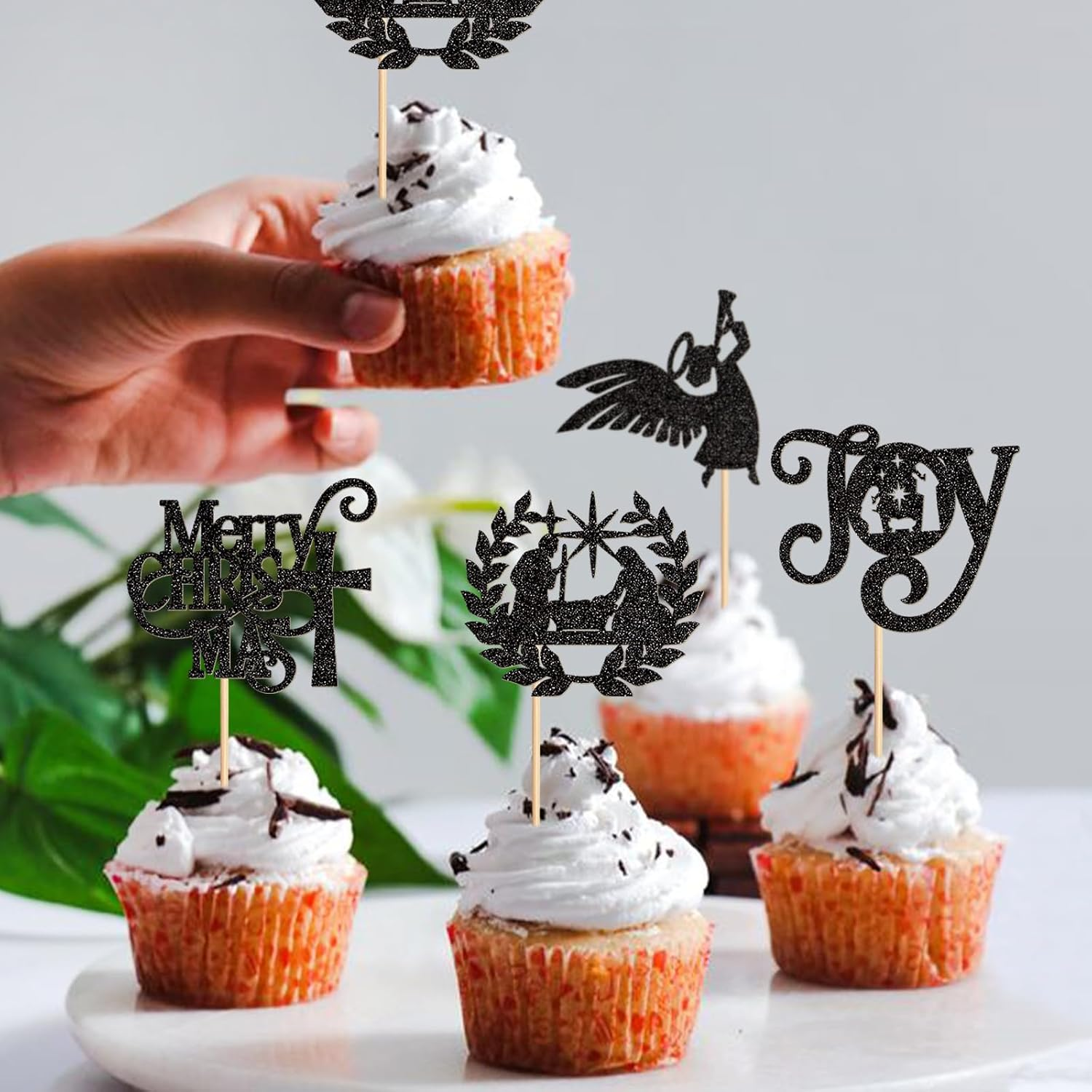 24PCS Jesus Christmas Cupcake Toppers Religion Christmas Theme Cupcake Picks Baby Shower Pray Chirstmas Decoration Party Decoration - Black Jesu image number 4