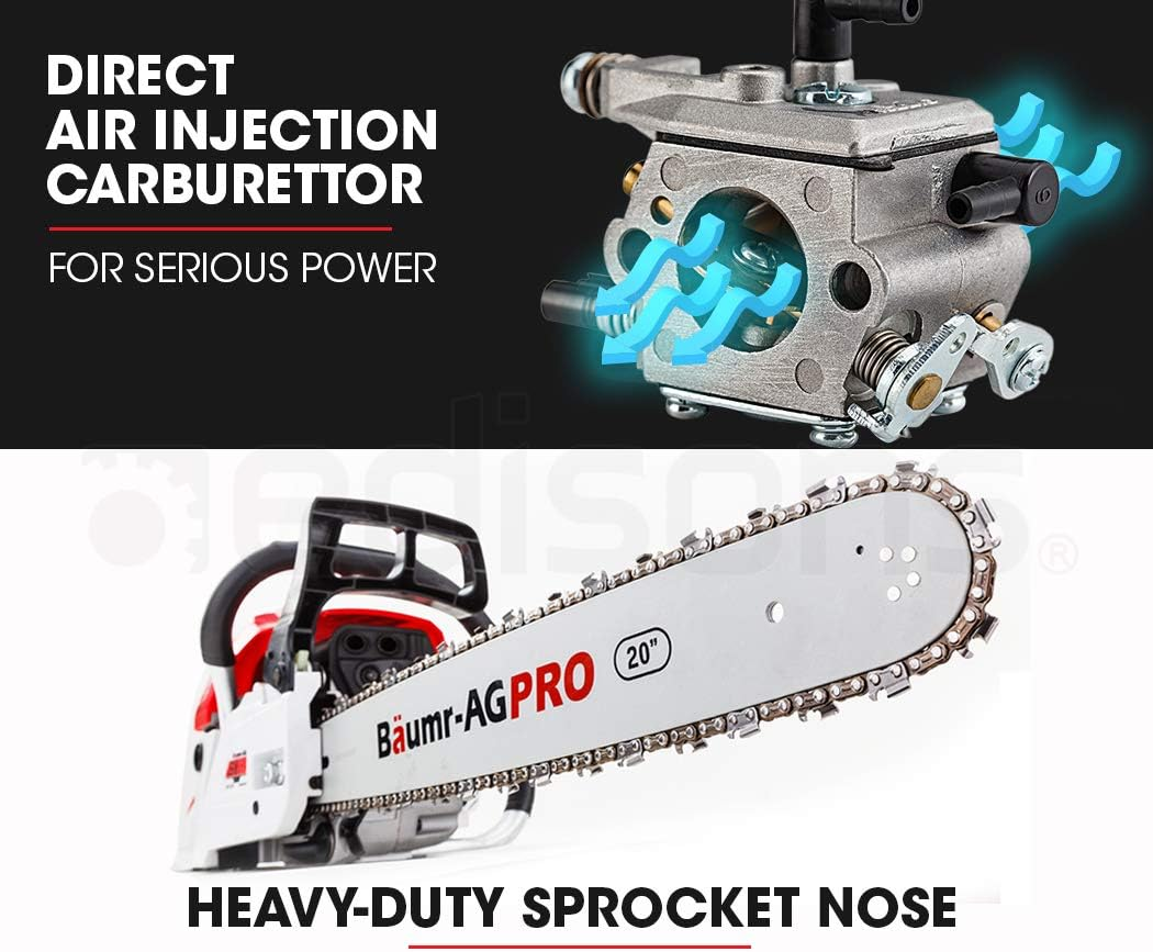 Baumr-Ag 52Cc Petrol Chainsaw, 20 Inch Bar Commercial E-Start Bar Chain Saw Tree Pruning, Pro-Series SX52