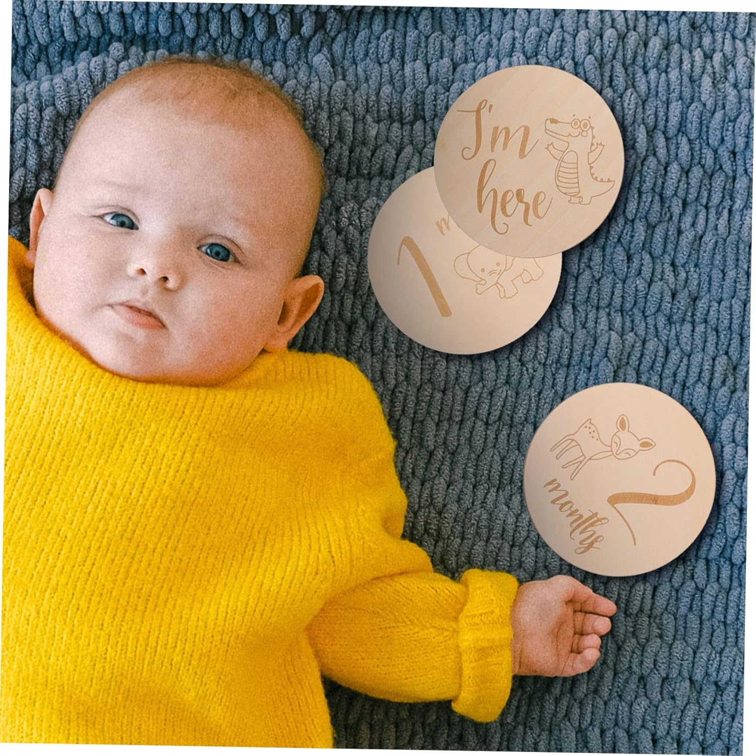 Hohopeti Monthly Milestone Wooden Sign Milestone Cards Birth Announcement for Newborn Photography Decor image number 4