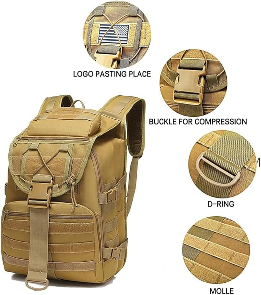 RUTREZOGO Military Tactical Backpack for Men, Large 3-Day Assault Pack Bug Out Bag, Water-Resistant Heavy-Duty Army Survival Hiking Trekking Rucksack with Laptop Compartment image number 4