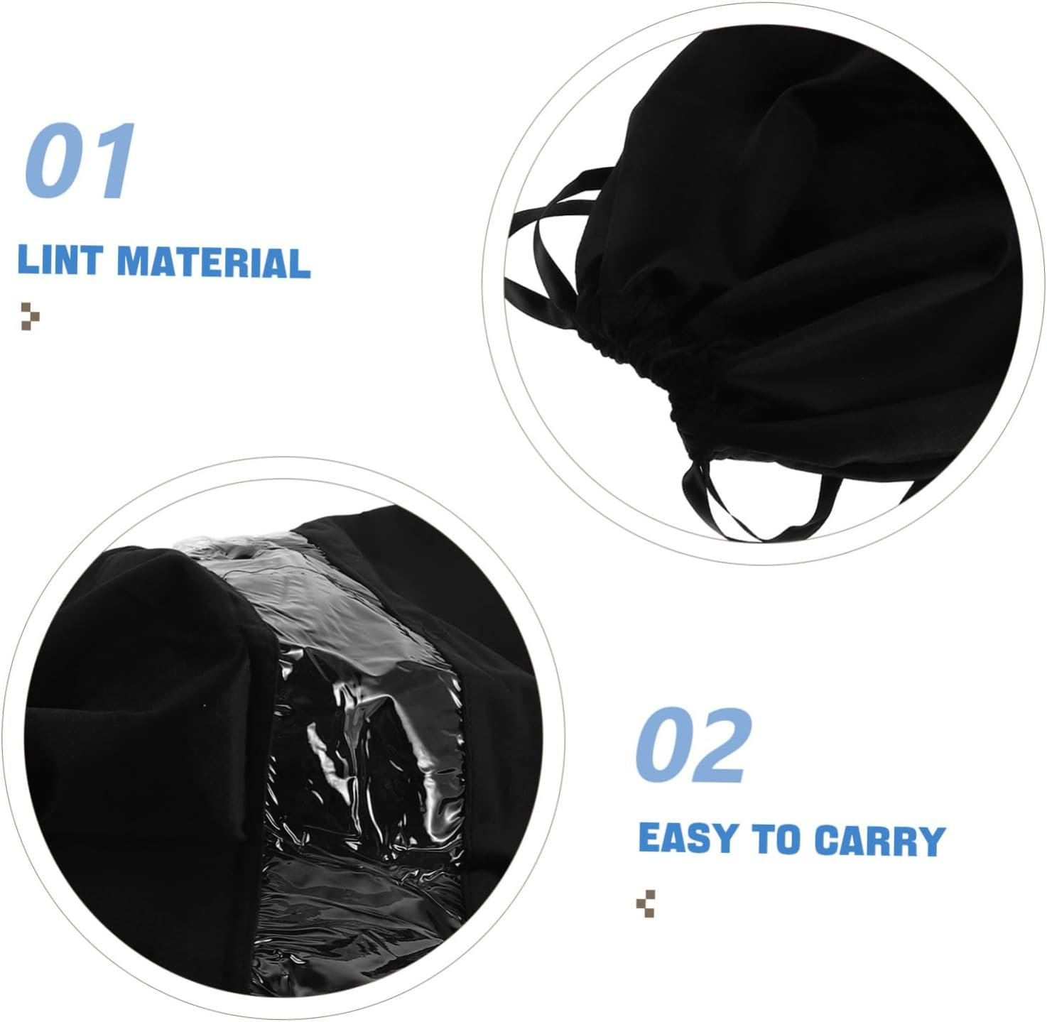 TOVINANNA Storage Bag Clear Tote Bag with Drawstrings Pvc Black