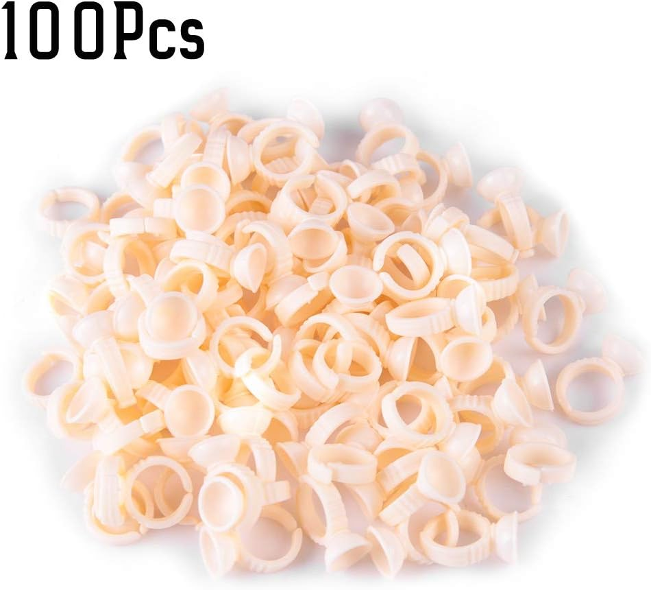 Generic 100Pcs Superior-Quality Ring Cups Disposable Durable Professional Tool for Paint or Eyelash Glue, Plastic Semi Permanent Ink Ring Cup for Pigment Holder for Artists (Silicone image number 6
