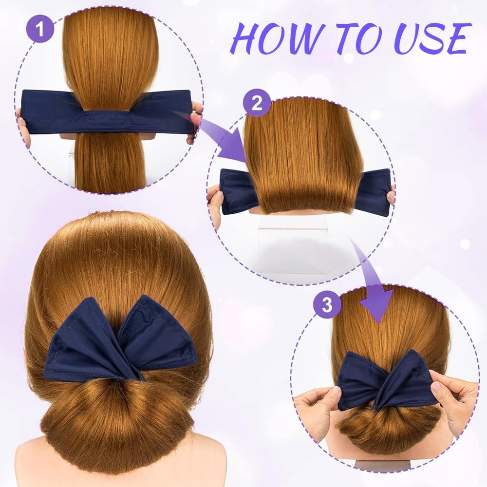 TOFBS Pack of 6 Magic Hair Bun Hair Twist Hair Band Styling Aid Hair Accessories Doughnut Bun Bun Easy to Use Hair Bun Maker French Bow Tie Bun Headband image number 4